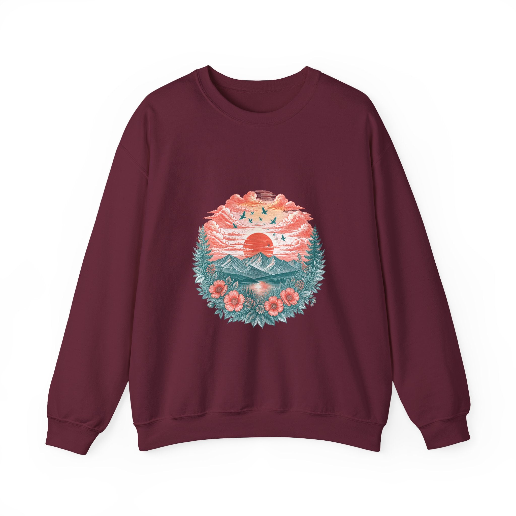Matching Couple Sweatshirt - Sunrise & Sunset Matching Couple Crewneck Sweatshirt Vintage Art His Hers Wedding Gift - Design B