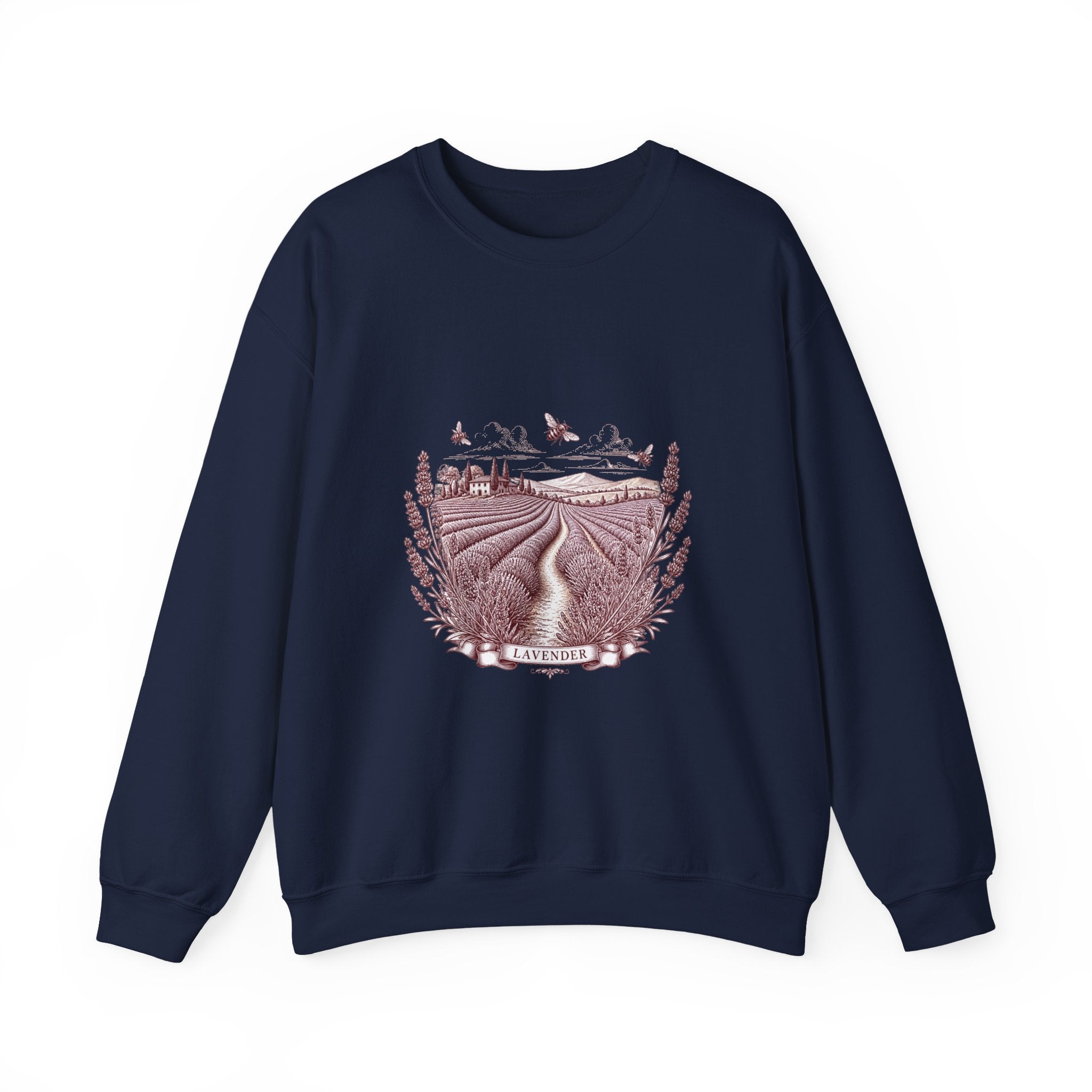 Matching Couple Sweatshirt - Lavender Fields & Canyon Matching Couple Crewneck Sweatshirt Vintage Art His Hers Wedding Gift - Design A