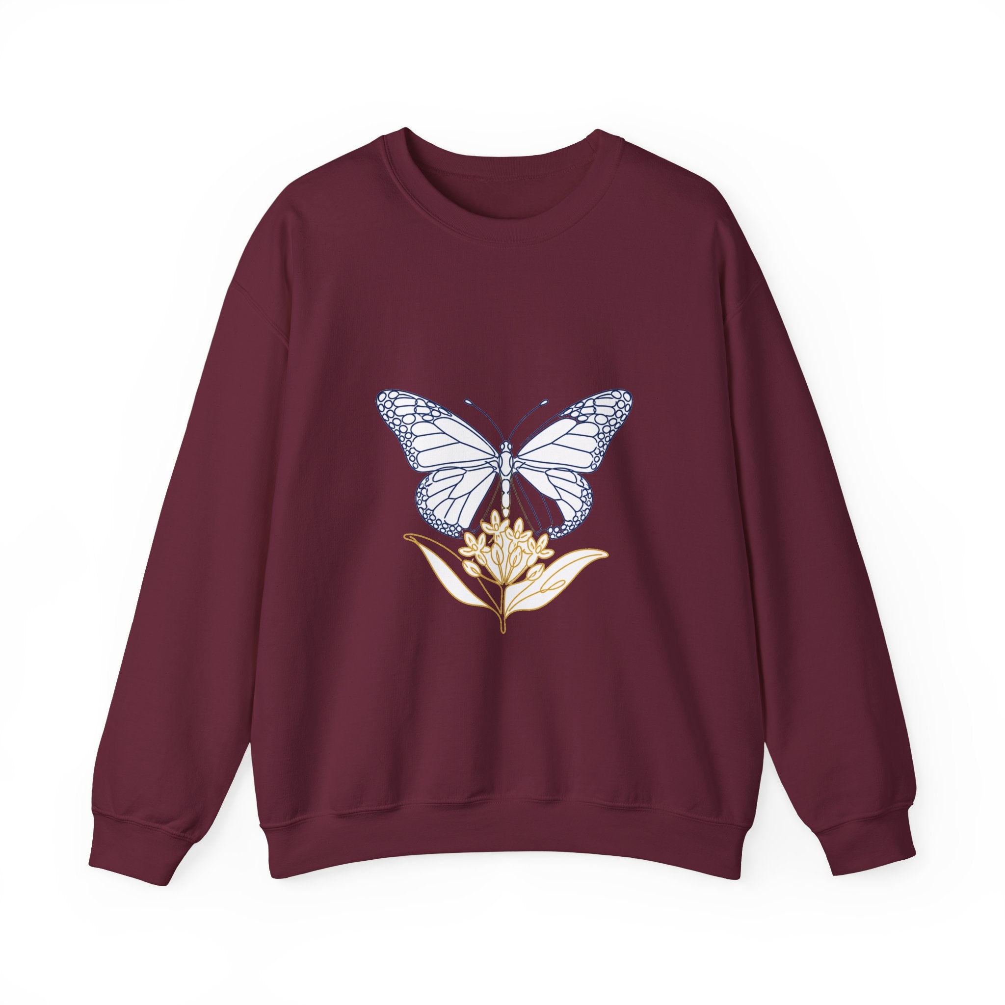 Matching Couple Sweatshirt - Butterfly & Moth Matching Couple Premium Fleece Sweatshirt Minimalist Art His Hers Christmas Gift - Design A
