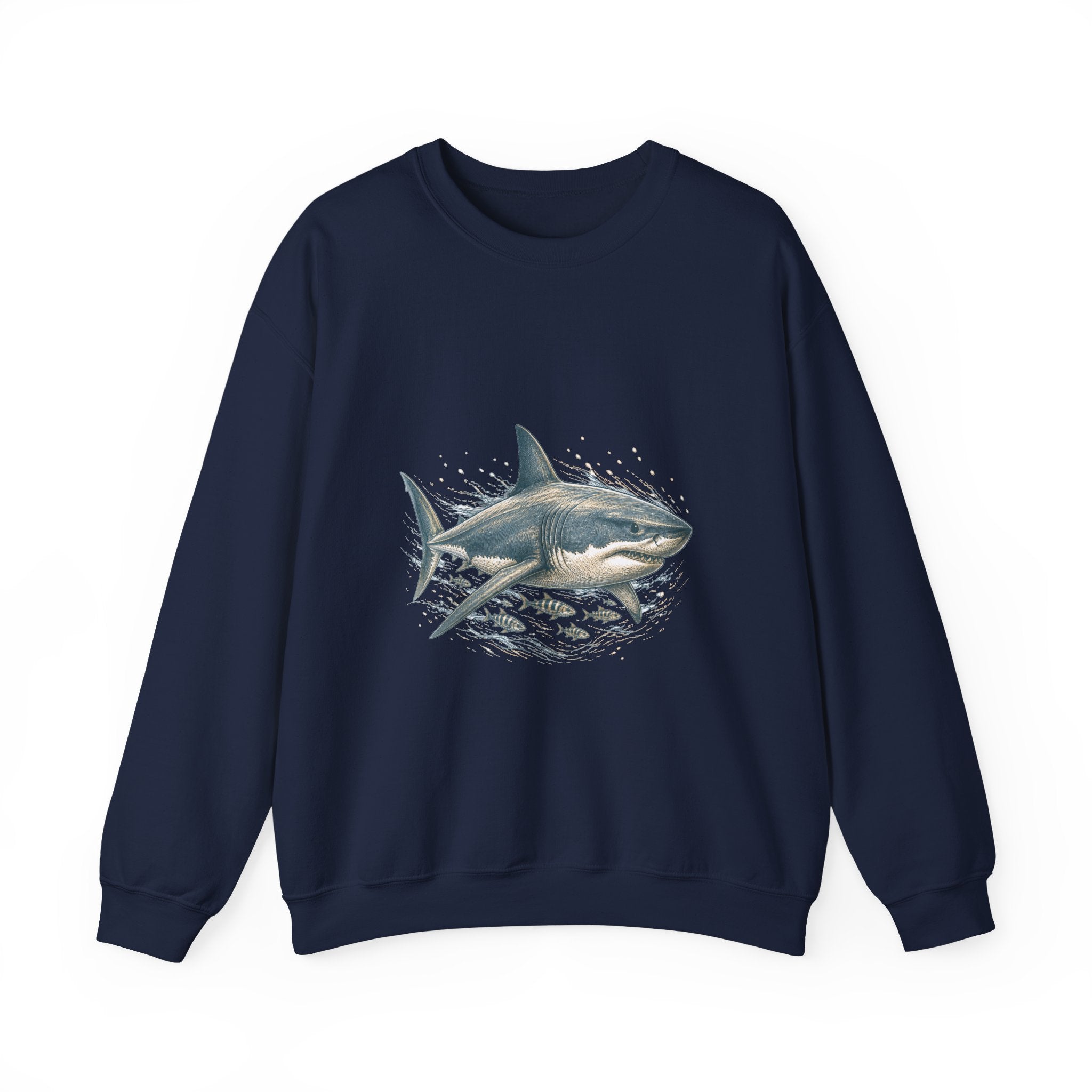Matching Couple Sweatshirt - Shark & Dolphin Matching Couple Premium Fleece Sweatshirt Hand-Drawn Art His Hers Anniversary Gift - Design A