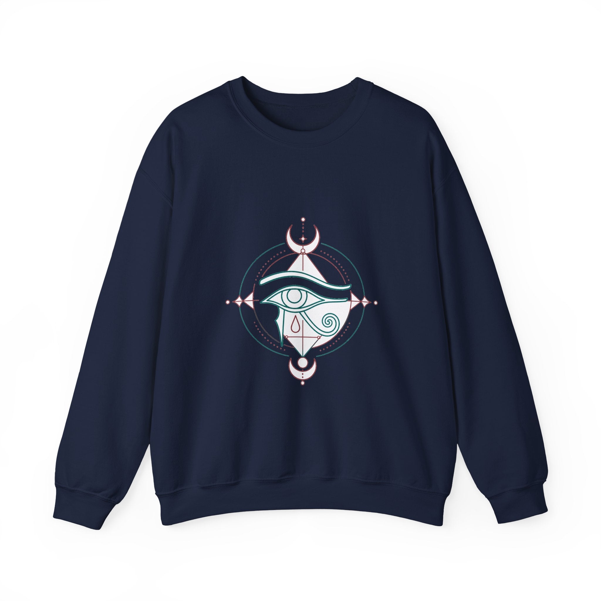 Matching Couple Sweatshirt - Eye of Ra & Horus Matching Couple Crewneck Sweatshirt Minimalist Art His Hers Valentine Gift - Design B