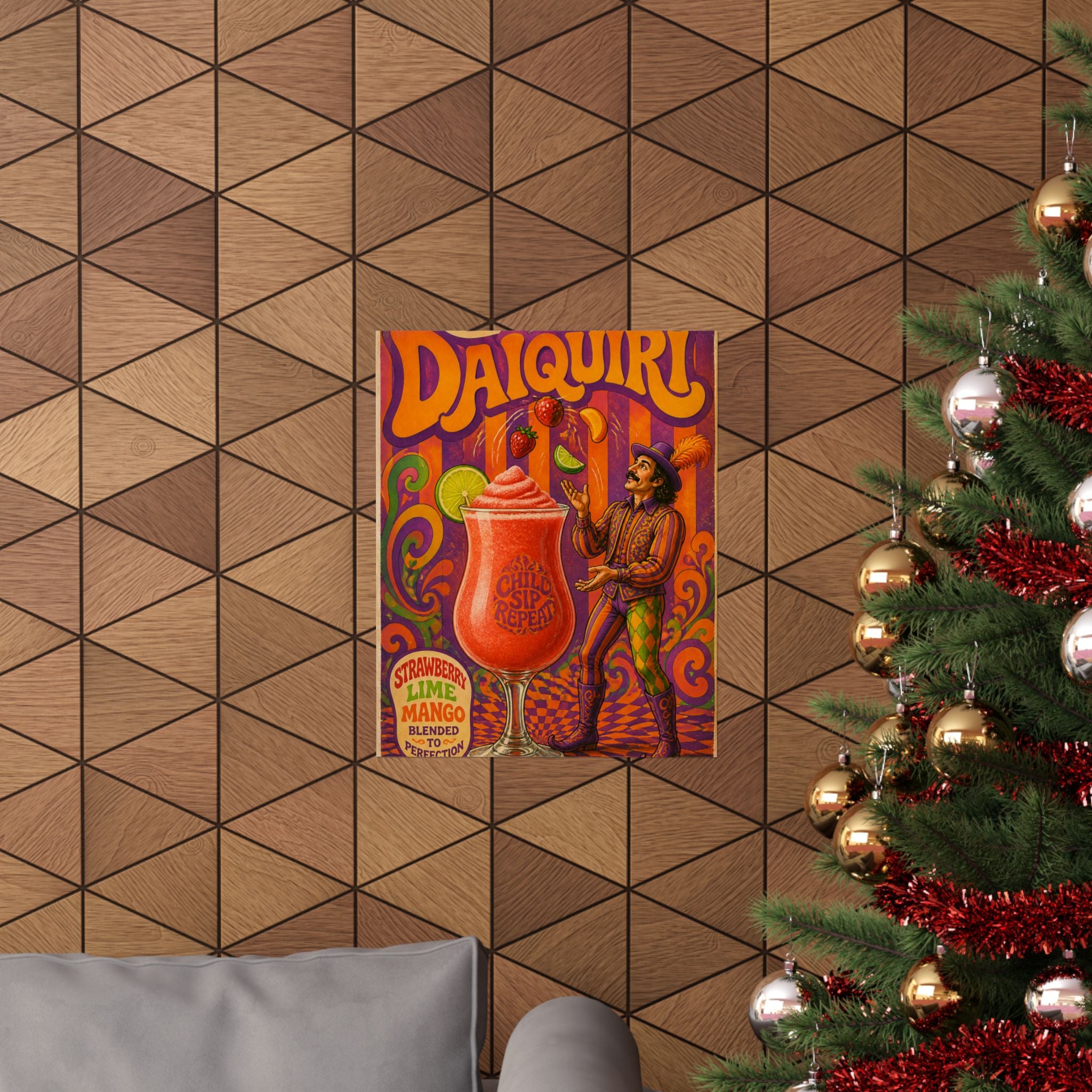 Daiquiri Fruit Juggler Wall Art Poster 24×36 Psychedelic Dining Room Decor Maximalist Print