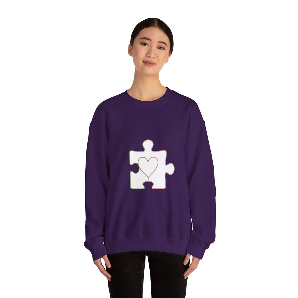 Matching Couple Sweatshirt - Puzzle Pieces Matching Couple Crewneck Sweatshirt Minimalist Art His Hers Valentine Gift - Design B