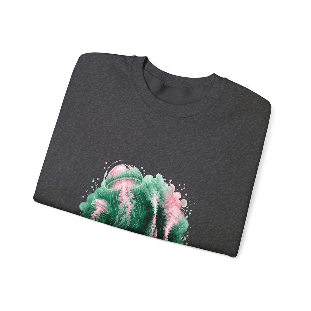 Matching Couple Sweatshirt - Coral Reef & Deep Sea Matching Couple Crewneck Sweatshirt Watercolor Art His Hers Engagement Gift - Design B