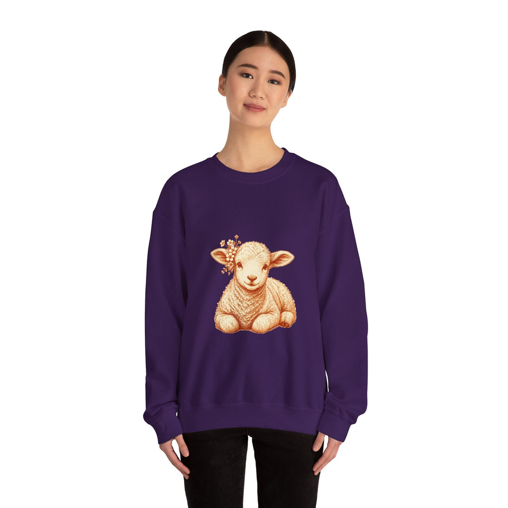 Matching Couple Sweatshirt - Lion & Lamb Matching Couple Comfort Colors Crew Hand-Drawn Art His Hers Anniversary Gift - Design B