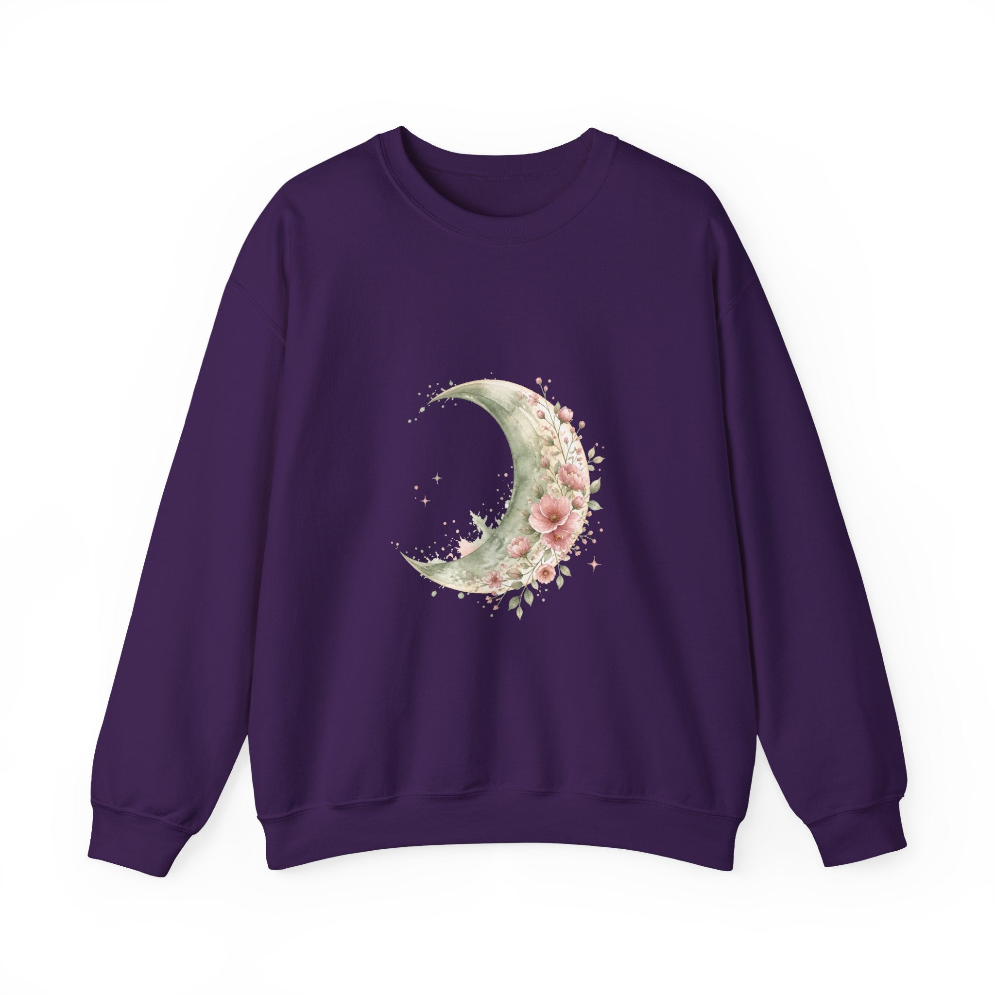 Matching Couple Sweatshirt - Waxing & Waning Moon Matching Couple Crewneck Sweatshirt Watercolor Art His Hers Engagement Gift - Design A