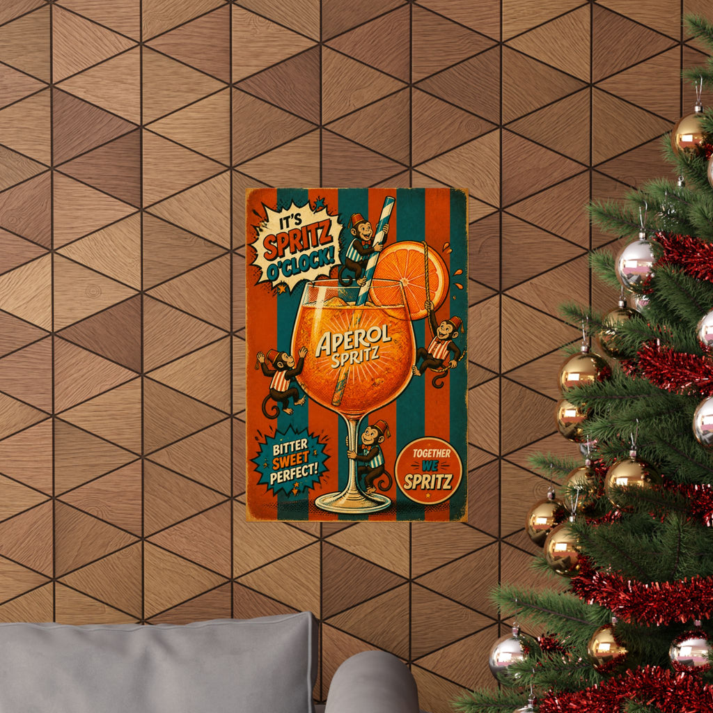 Aperol Spritz Monkeys Wall Art Poster 24×36 Pop Art Restaurant Decor Maximalist Print