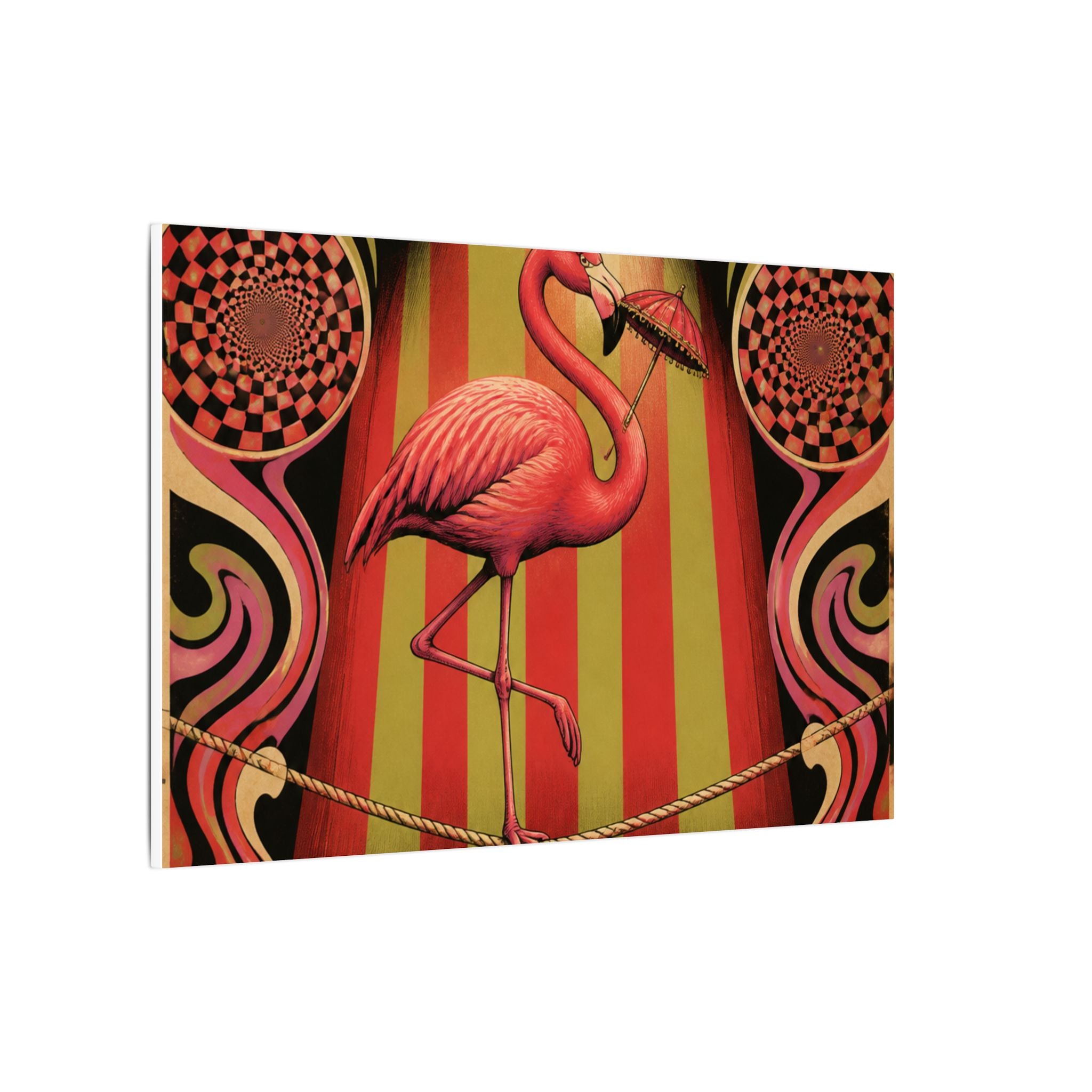 Flamingo Tightrope Wall Art Canvas 16×20 Psychedelic Cafe Decor Maximalist Print