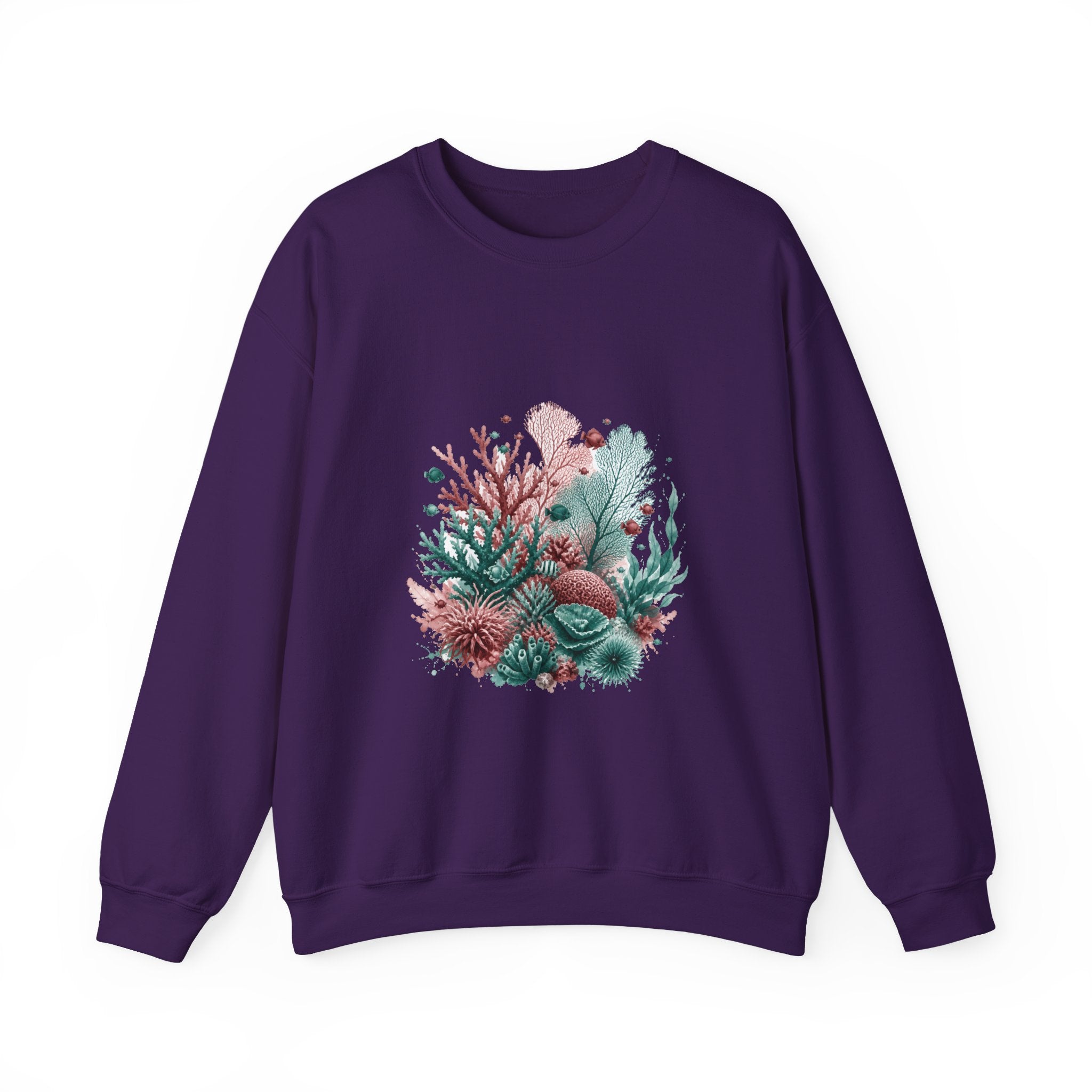 Matching Couple Sweatshirt - Coral Reef & Deep Sea Matching Couple Premium Fleece Sweatshirt Watercolor Art His Hers Birthday Gift - Design A