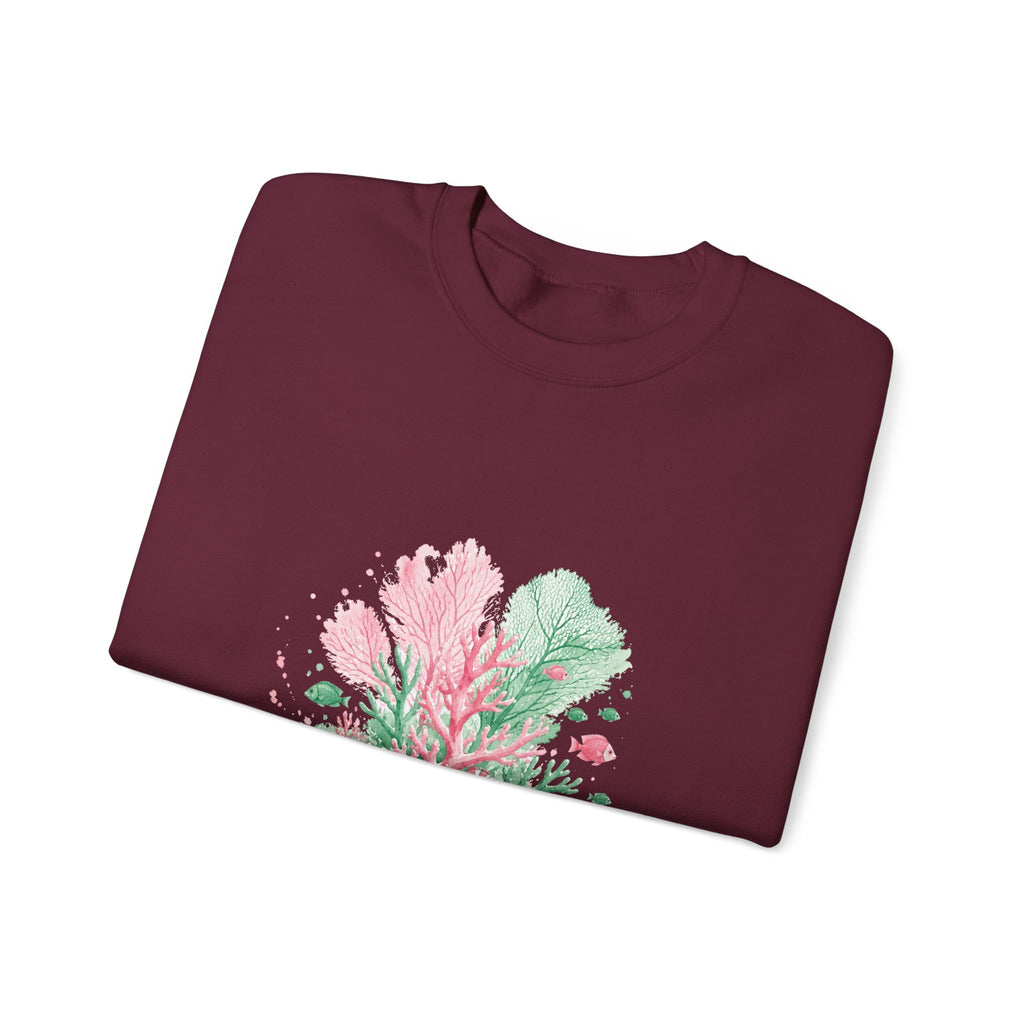 Matching Couple Sweatshirt - Coral Reef & Deep Sea Matching Couple Crewneck Sweatshirt Watercolor Art His Hers Engagement Gift - Design A