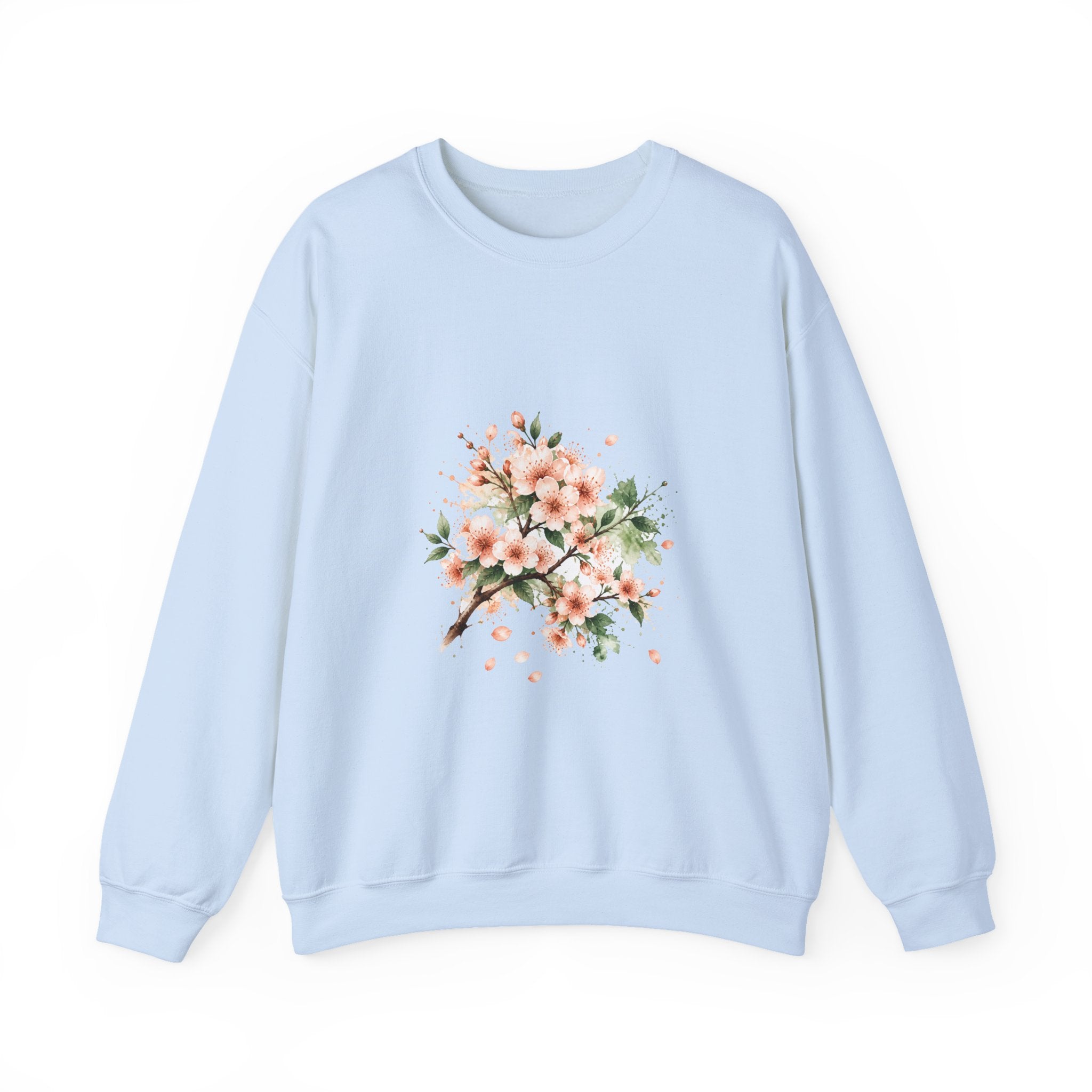 Matching Couple Sweatshirt - Cherry Blossom & Maple Leaf Matching Couple Comfort Colors Crew Watercolor Art His Hers Birthday Gift - Design A