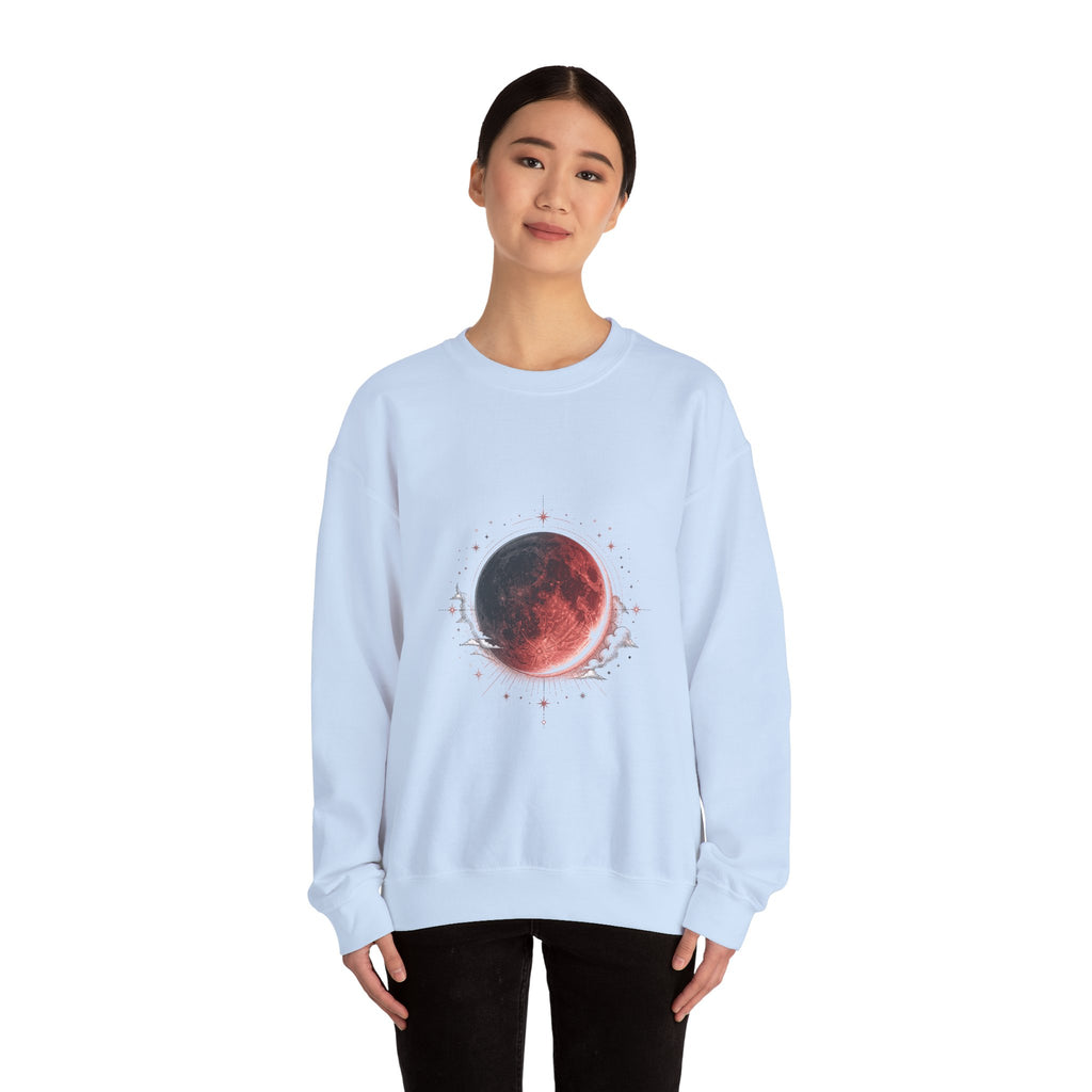 Matching Couple Sweatshirt - Solar & Lunar Eclipse Matching Couple Comfort Colors Crew Hand-Drawn Art His Hers Anniversary Gift - Design B