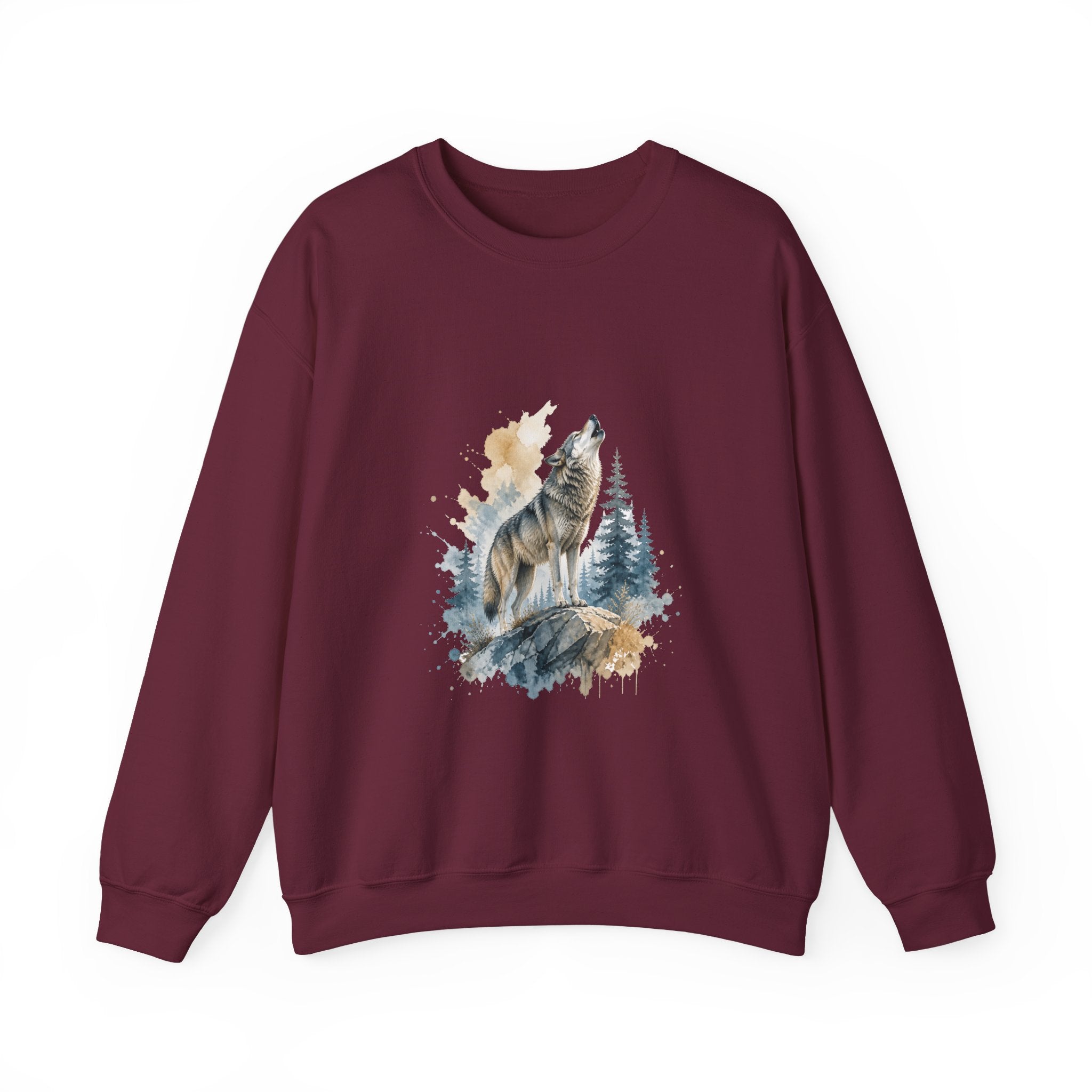 Matching Couple Sweatshirt - Wolf & Dove Matching Couple Premium Fleece Sweatshirt Watercolor Art His Hers Birthday Gift - Design A