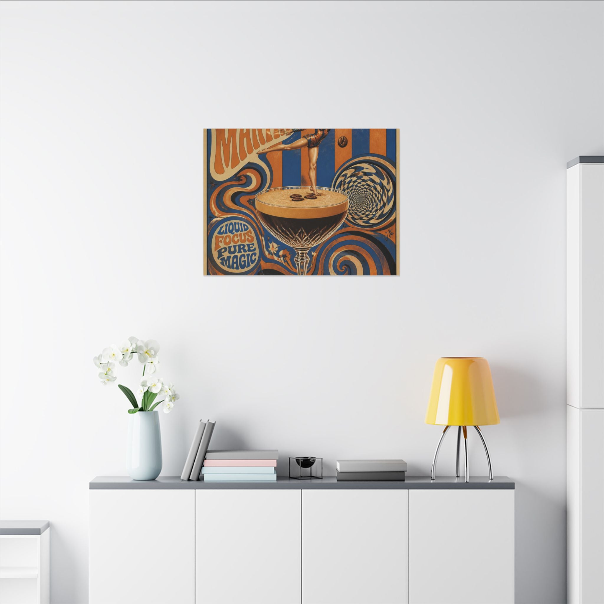 Espresso Martini Acrobat Wall Art Canvas 16×20 Psychedelic Cafe Decor Maximalist Print