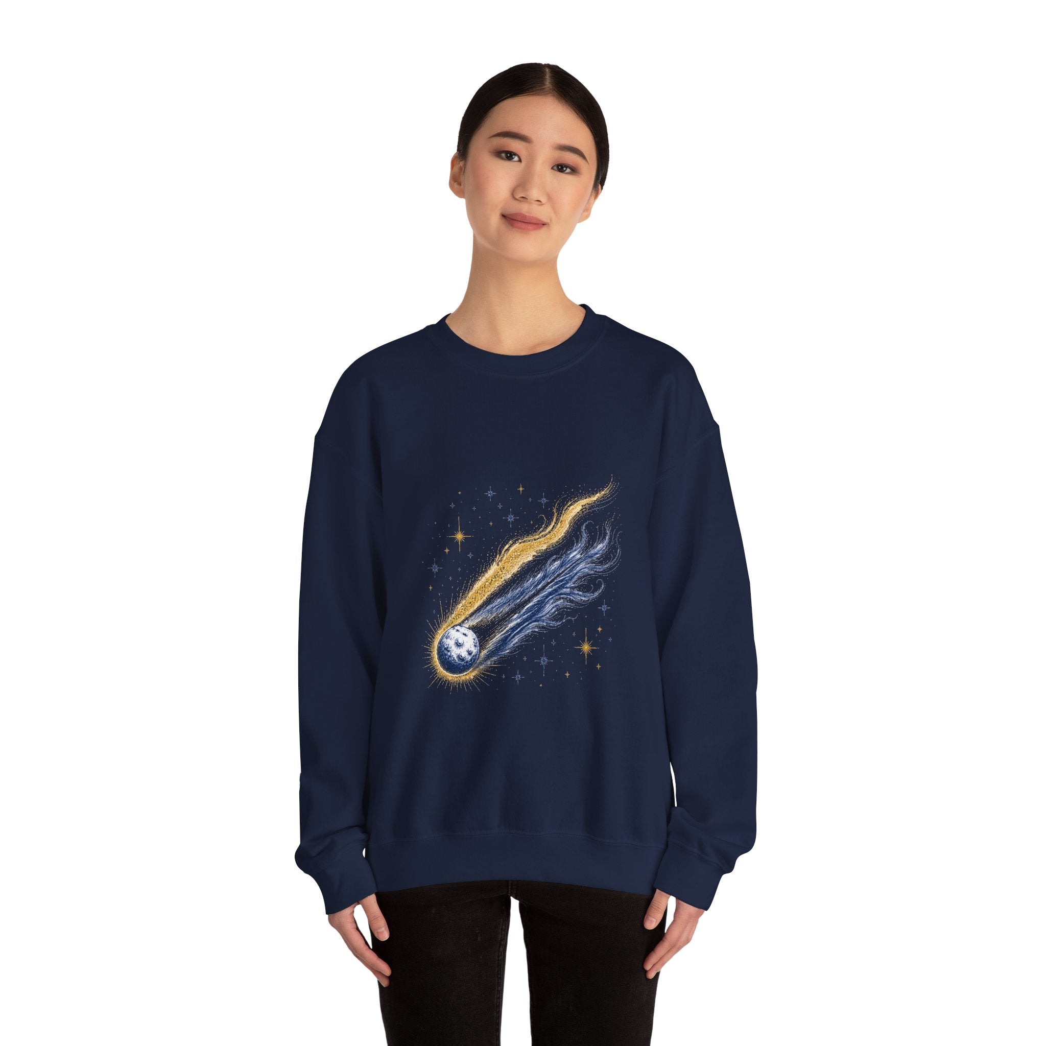 Matching Couple Sweatshirt - Comet & Asteroid Matching Couple Comfort Colors Crew Hand-Drawn Art His Hers Anniversary Gift - Design A