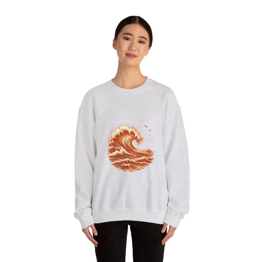 Matching Couple Sweatshirt - Mountain & Ocean Matching Couple Premium Fleece Sweatshirt Hand-Drawn Art His Hers Anniversary Gift - Design B