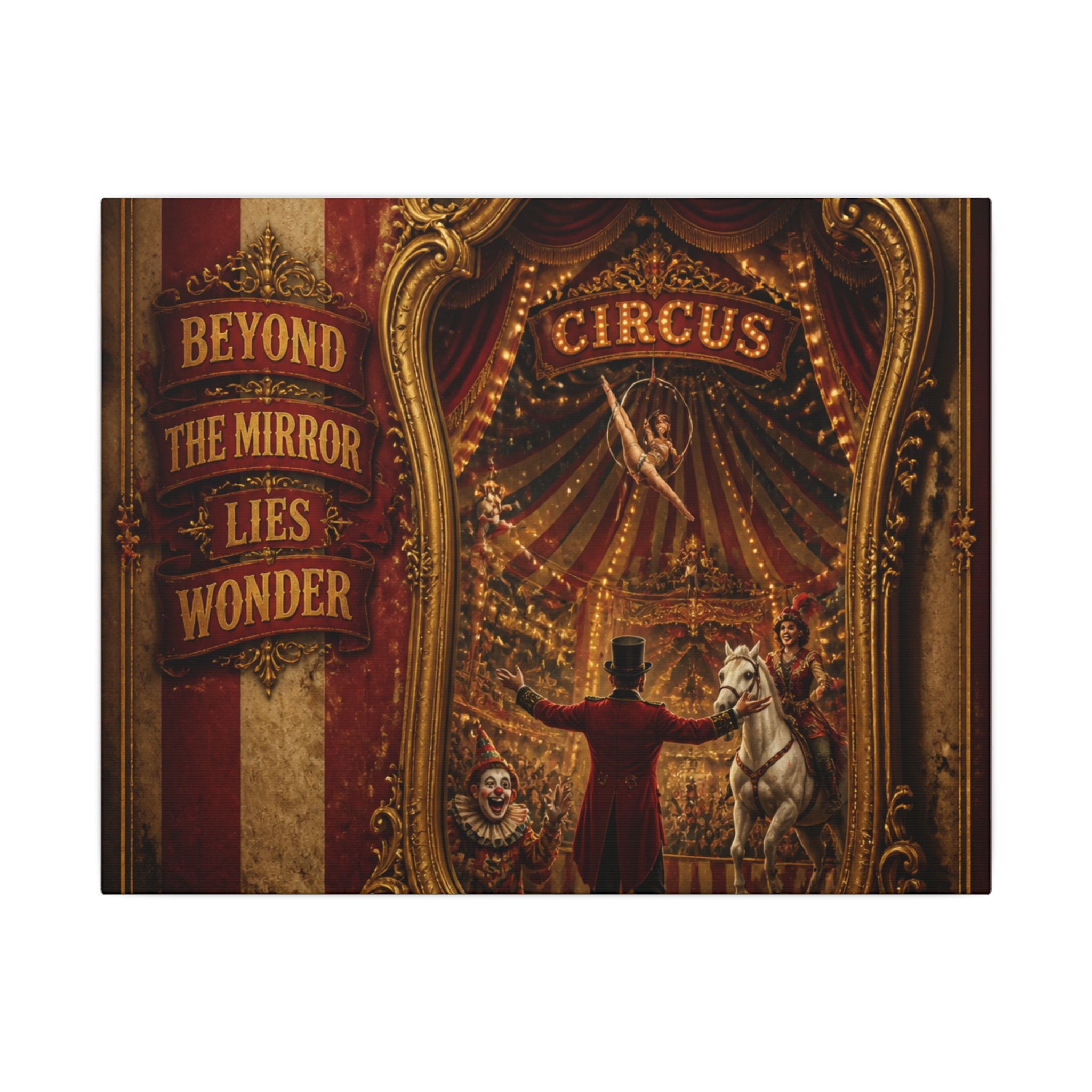 Vintage Mirror Circus Wall Art Canvas 16×20 Baroque Home Office Decor Maximalist Print
