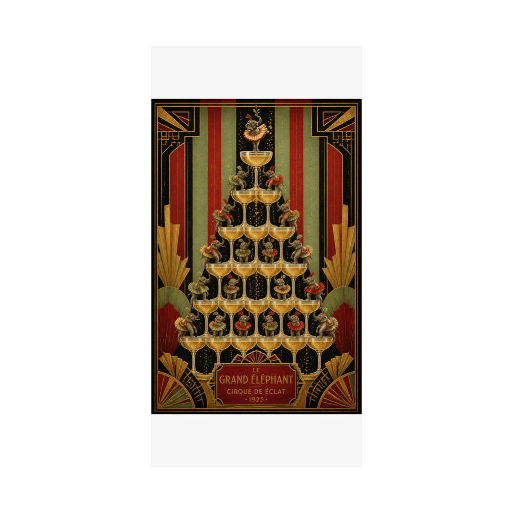 Champagne Tower Elephants Wall Art Poster 18×24 Art Deco Entryway Decor Maximalist Print