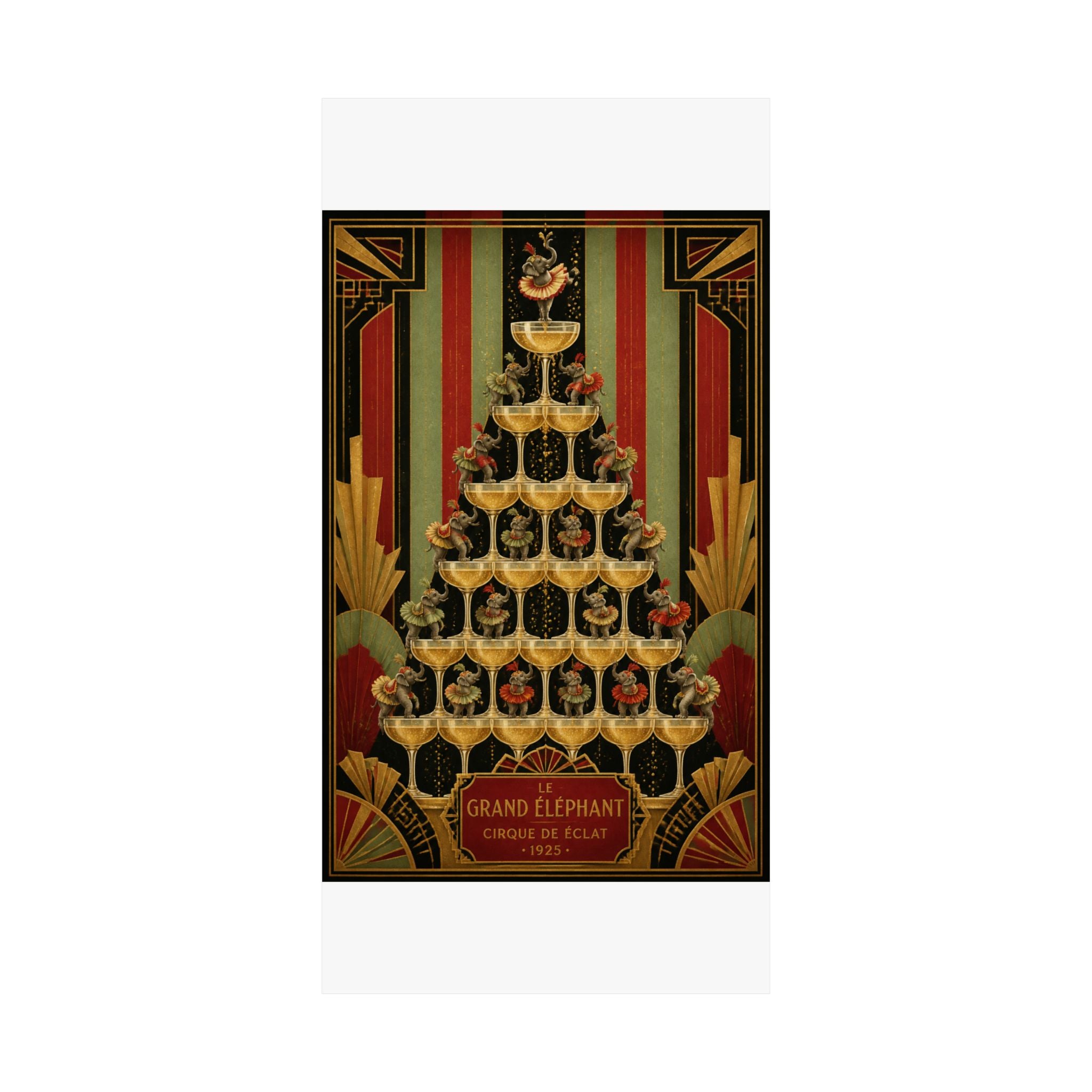 Champagne Tower Elephants Wall Art Poster 18×24 Art Deco Entryway Decor Maximalist Print