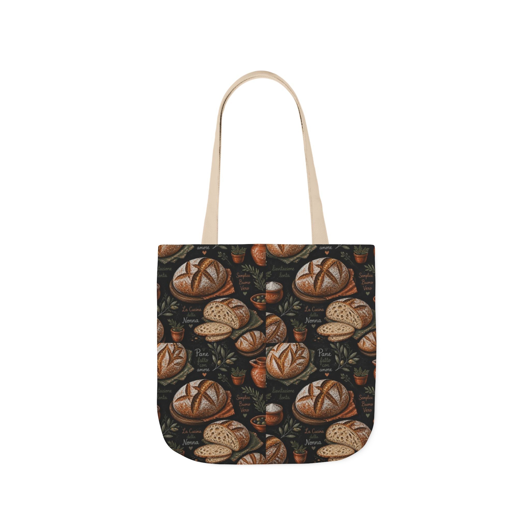 Rustic Sourdough Bread Canvas Tote Bag Mediterranean Kitchen Chalk Art Design Italian Cottagecore Gift