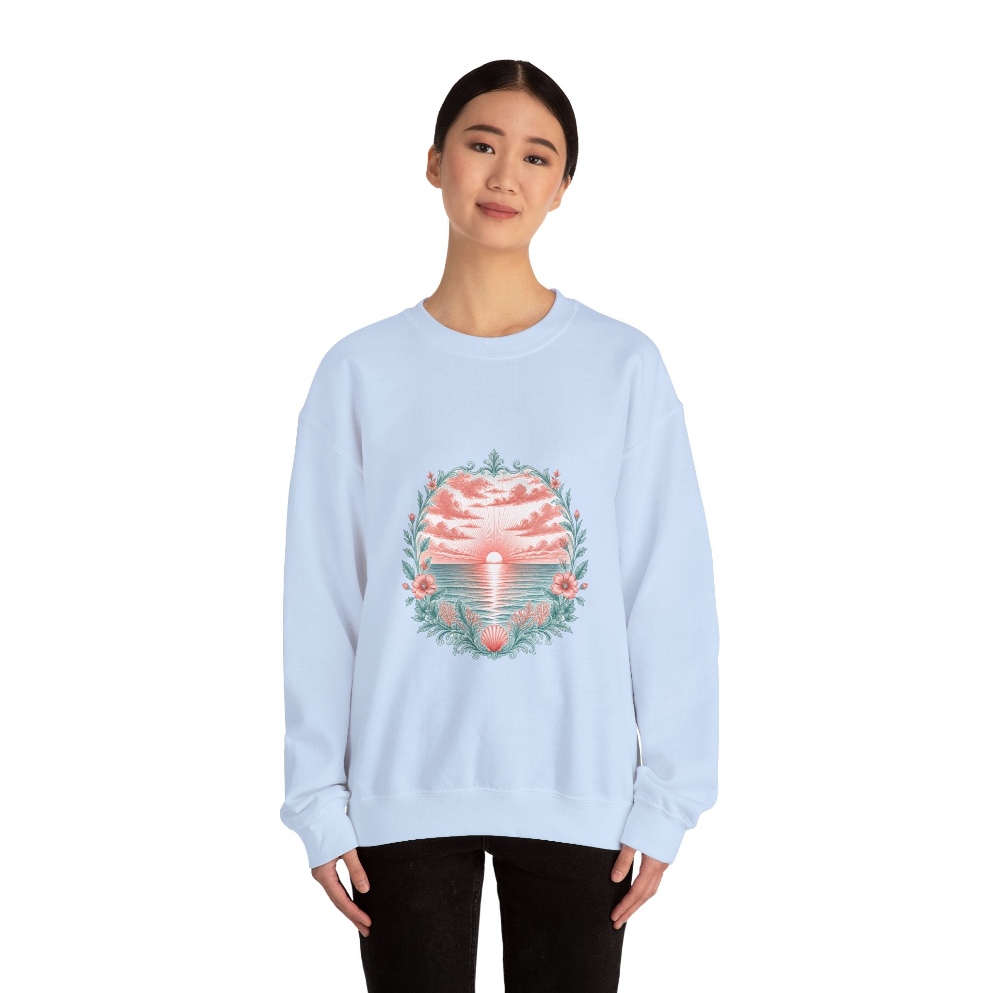 Matching Couple Sweatshirt - Sunrise & Sunset Matching Couple Crewneck Sweatshirt Vintage Art His Hers Wedding Gift - Design A