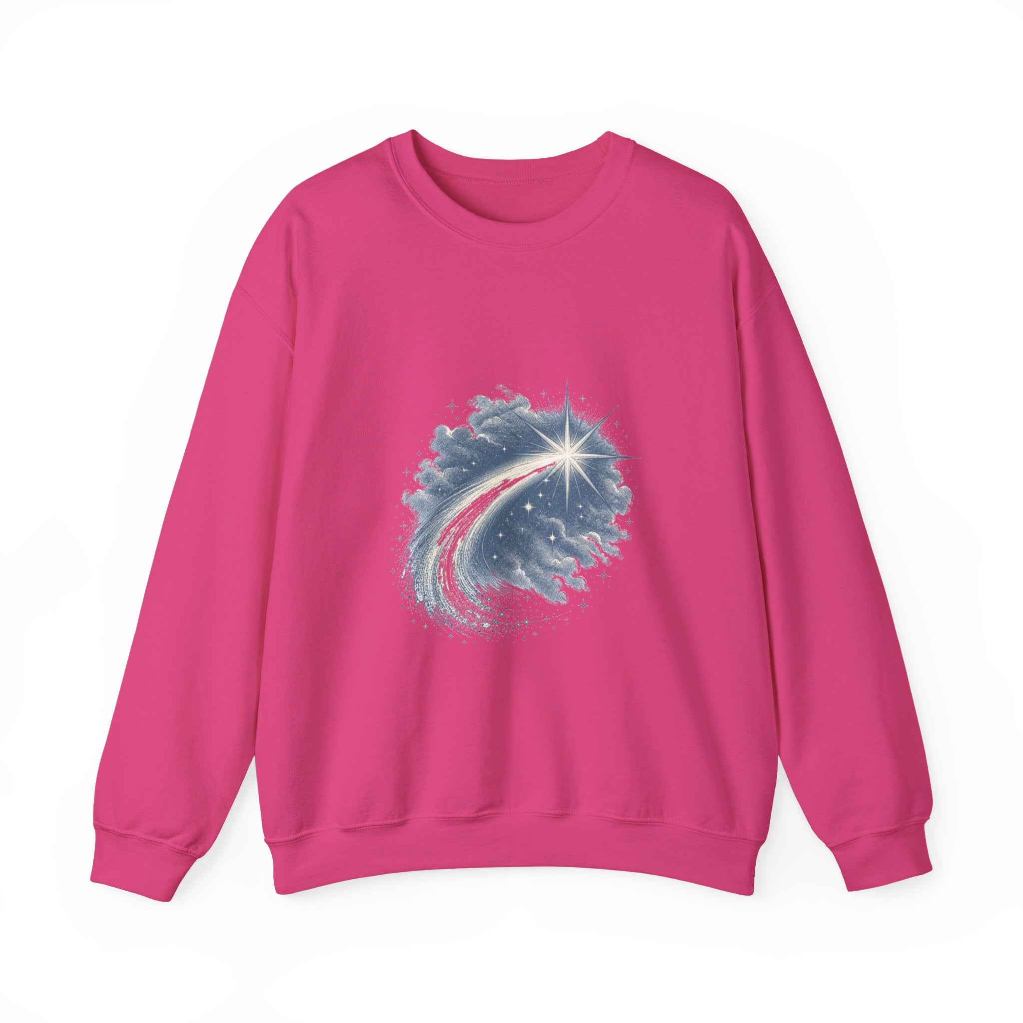 Matching Couple Sweatshirt - Shooting Star & North Star Matching Couple Crewneck Sweatshirt Vintage Art His Hers Wedding Gift - Design A