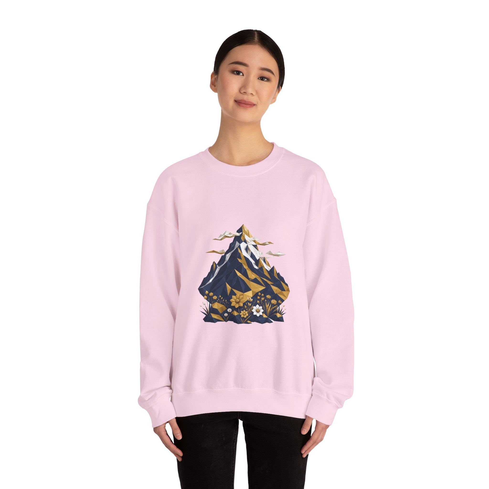 Matching Couple Sweatshirt - Mountain & Ocean Matching Couple Crewneck Sweatshirt Geometric Art His Hers Couple Gift - Design A