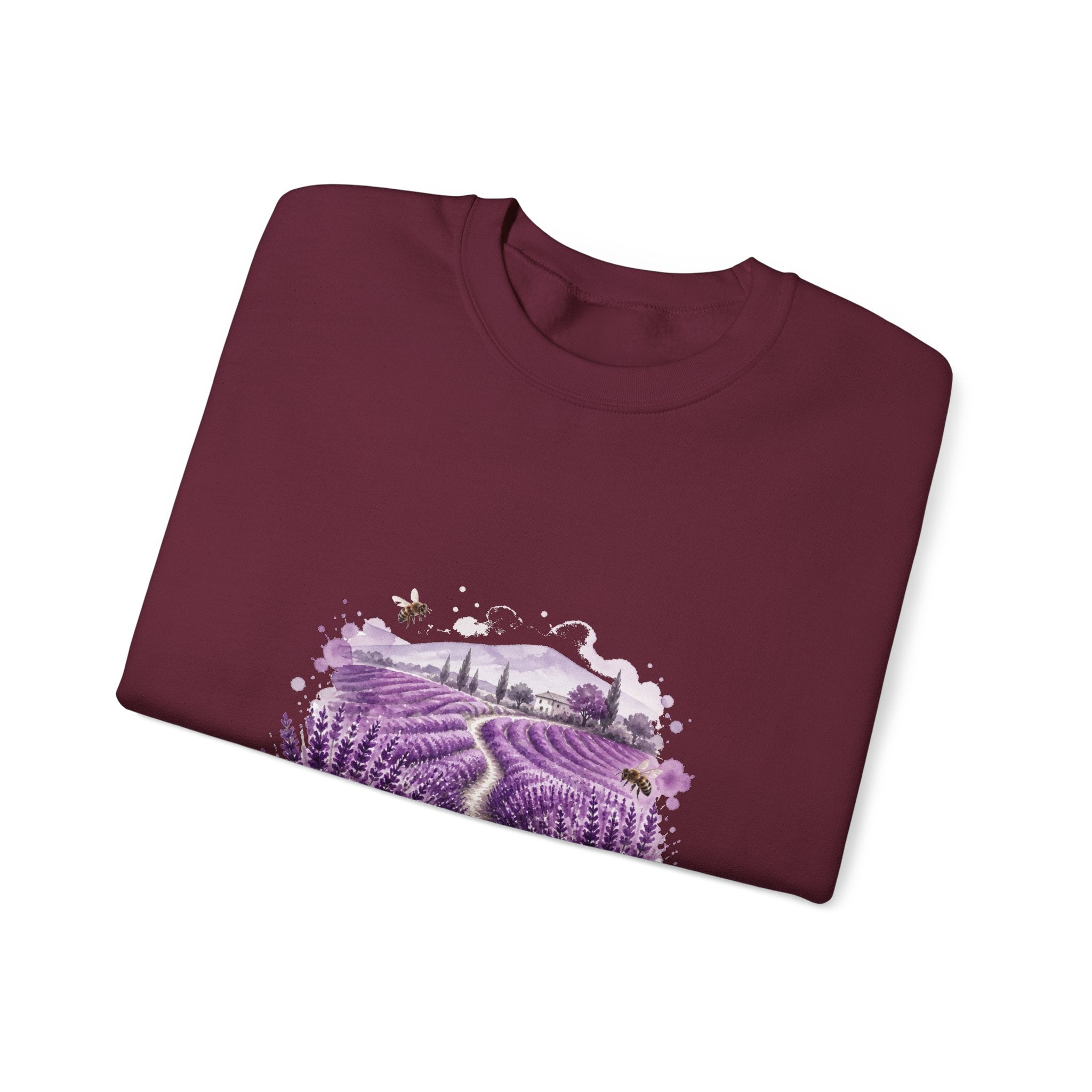 Matching Couple Sweatshirt - Lavender Fields & Canyon Matching Couple Crewneck Sweatshirt Watercolor Art His Hers Engagement Gift - Design A