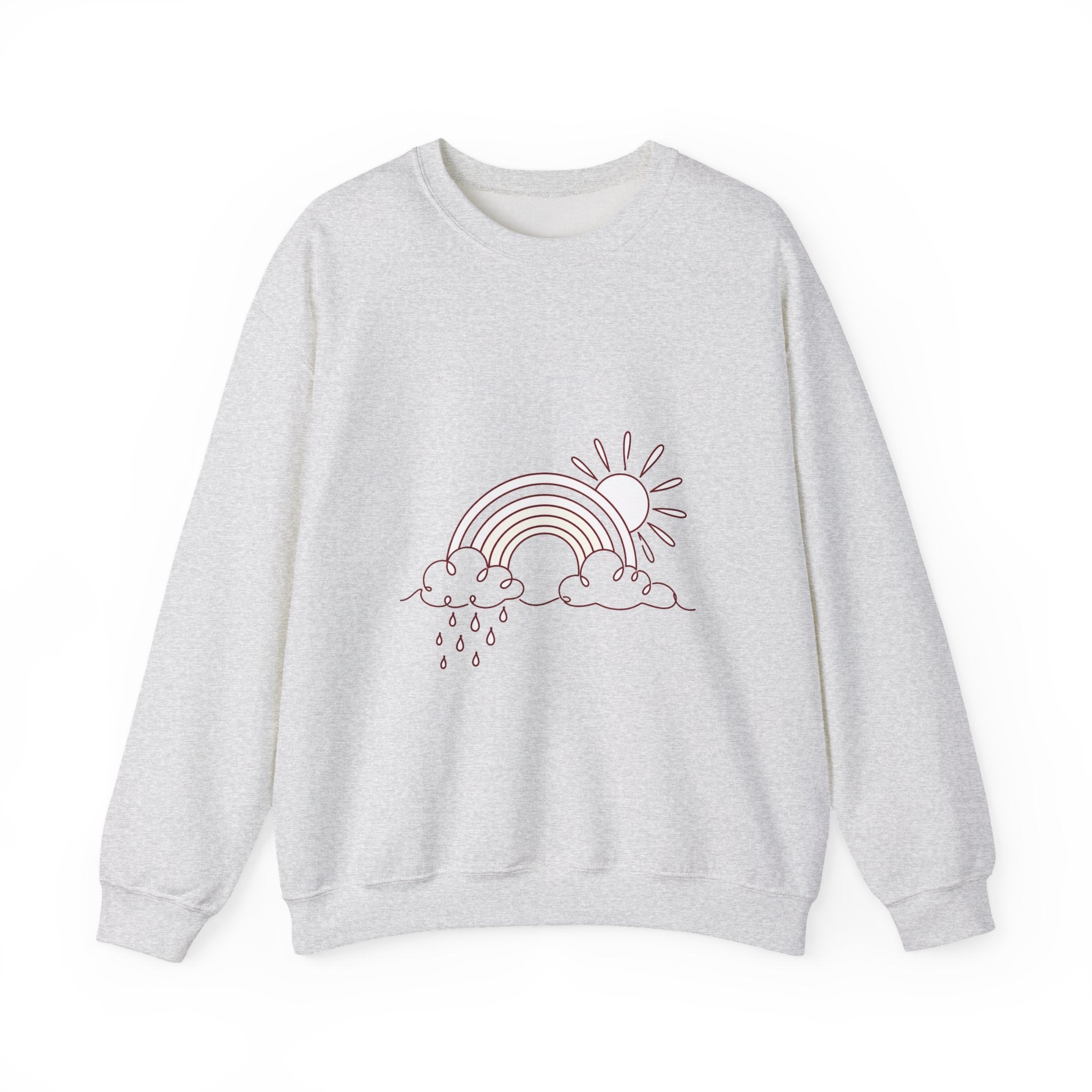 Matching Couple Sweatshirt - Storm & Rainbow Matching Couple Crewneck Sweatshirt Minimalist Art His Hers Valentine Gift - Design B