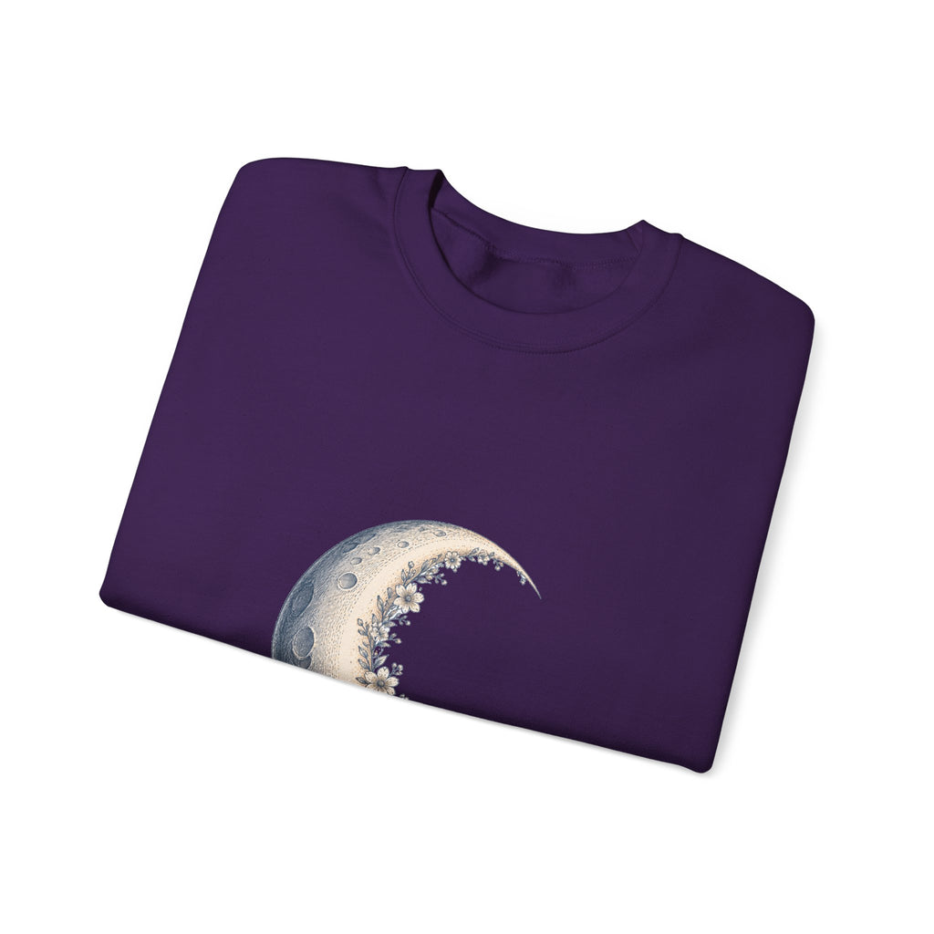 Matching Couple Sweatshirt - Waxing & Waning Moon Matching Couple Premium Fleece Sweatshirt Hand-Drawn Art His Hers Anniversary Gift - Design A