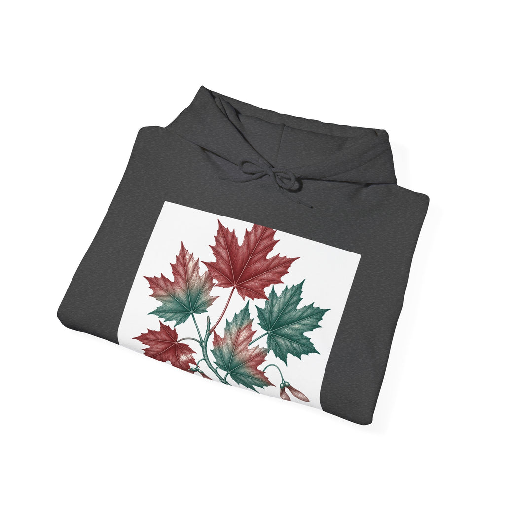 Matching Couple Sweatshirt - Cherry Blossom & Maple Leaf Matching Couple Hooded Sweatshirt Vintage Art His Hers Wedding Gift - Design B