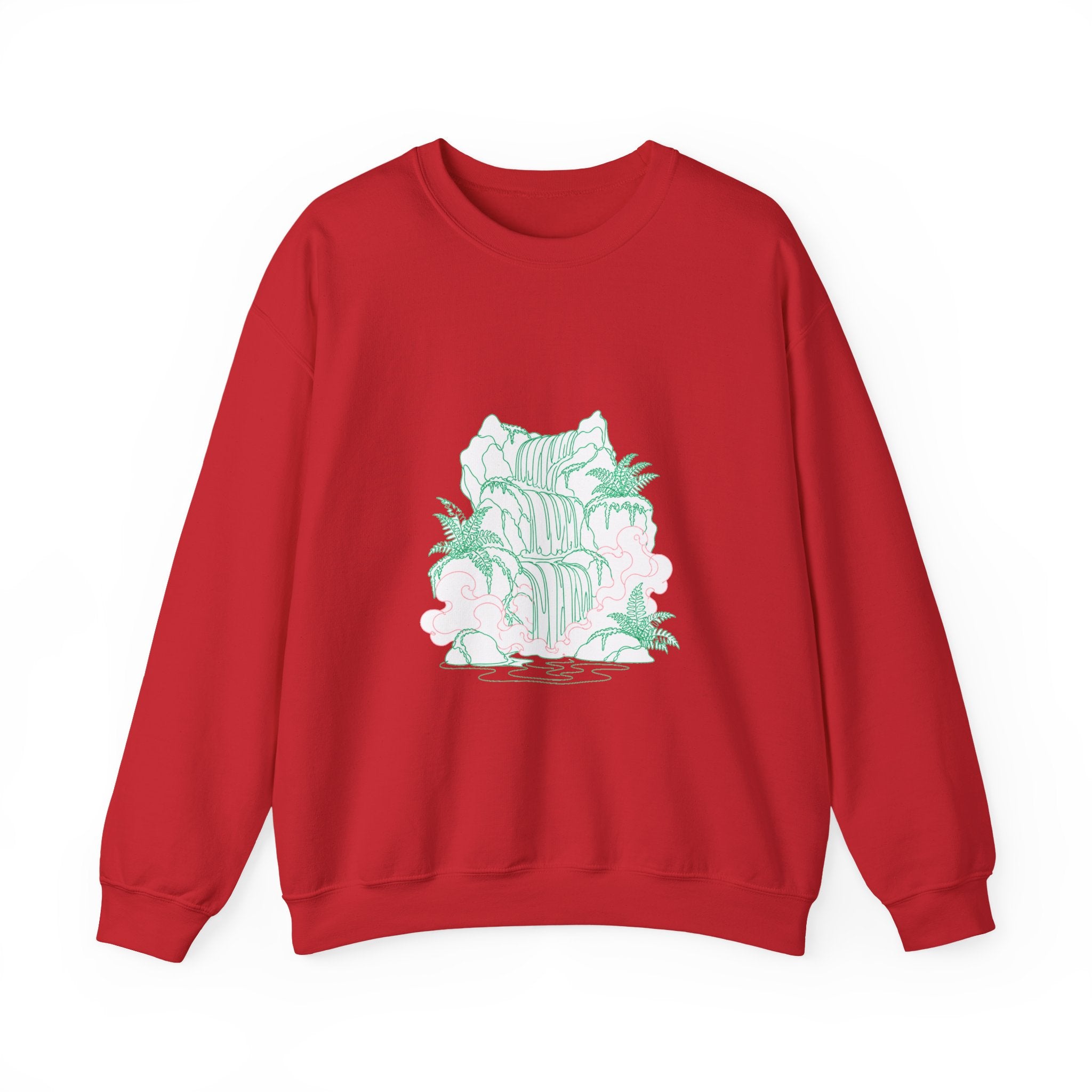 Matching Couple Sweatshirt - Wildfire & Waterfall Matching Couple Premium Fleece Sweatshirt Minimalist Art His Hers Christmas Gift - Design B
