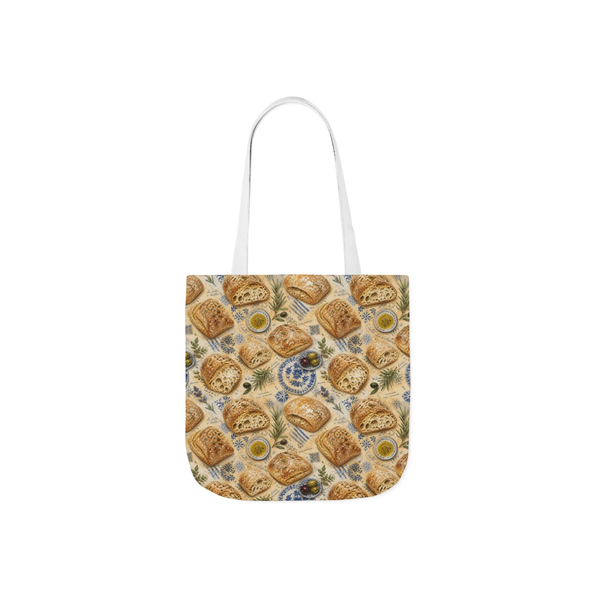 Ciabatta Rolls Canvas Tote Bag Mediterranean Kitchen Watercolor Design Italian Cottagecore Gift