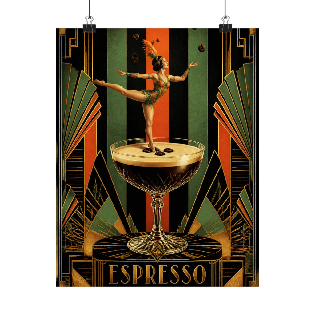 Espresso Martini Acrobat Wall Art Poster 24×36 Art Deco Bar Area Decor Maximalist Print