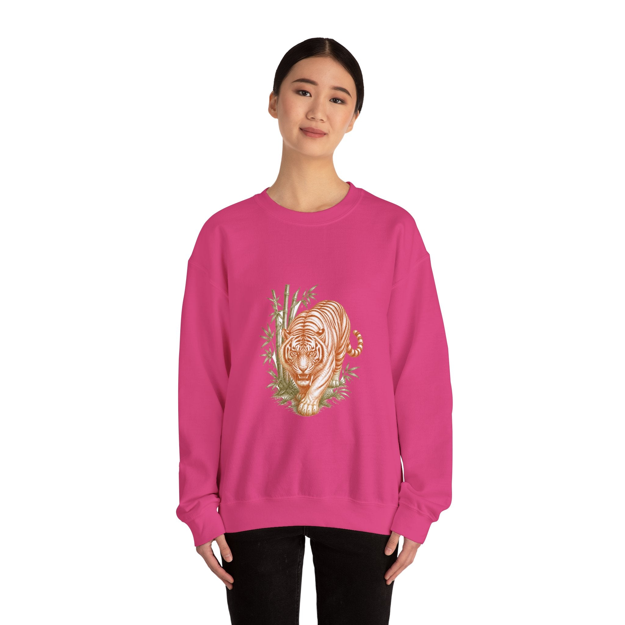 Matching Couple Sweatshirt - Tiger & Crane Matching Couple Premium Fleece Sweatshirt Vintage Art His Hers Honeymoon Gift - Design A