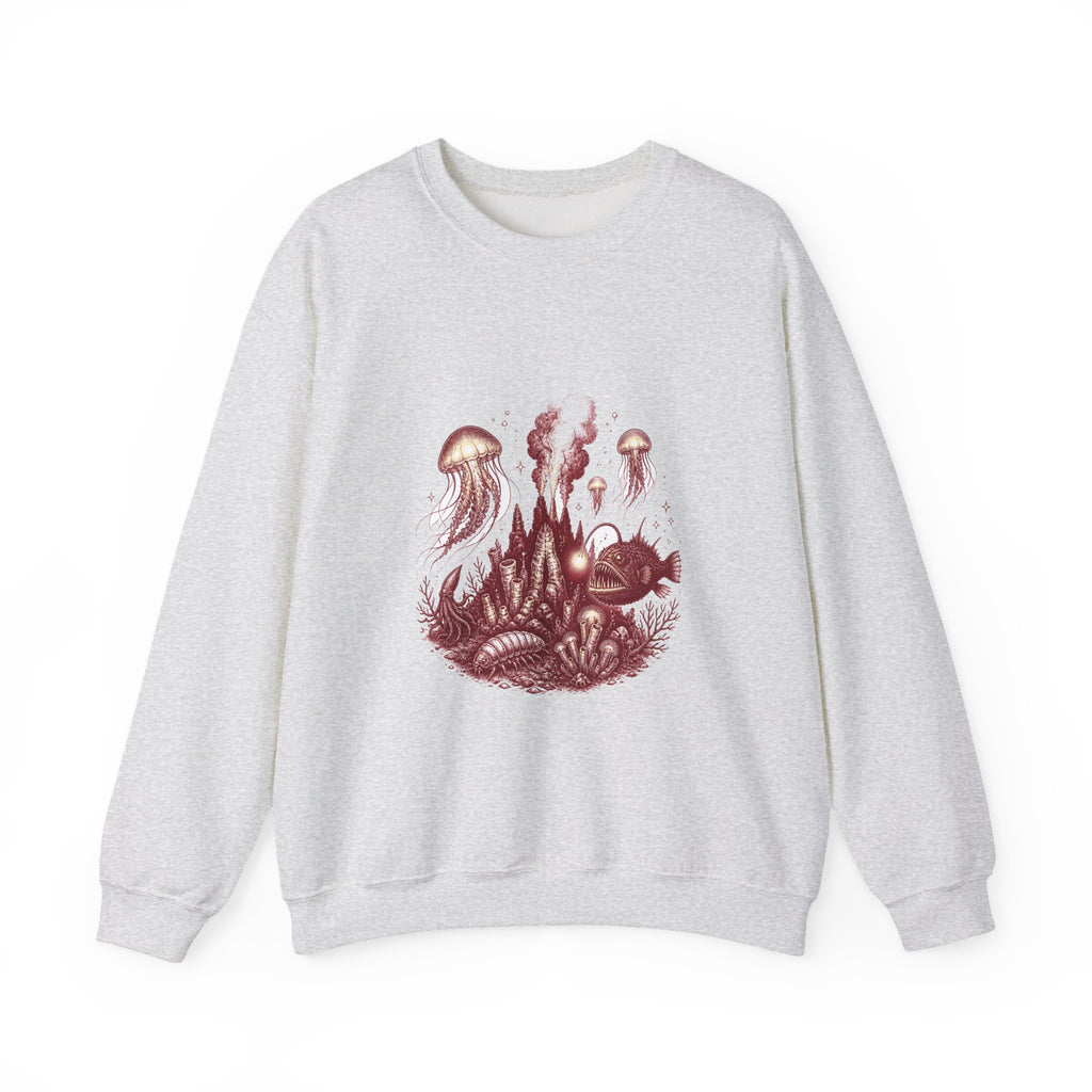 Matching Couple Sweatshirt - Coral Reef & Deep Sea Matching Couple Premium Fleece Sweatshirt Hand-Drawn Art His Hers Anniversary Gift - Design B