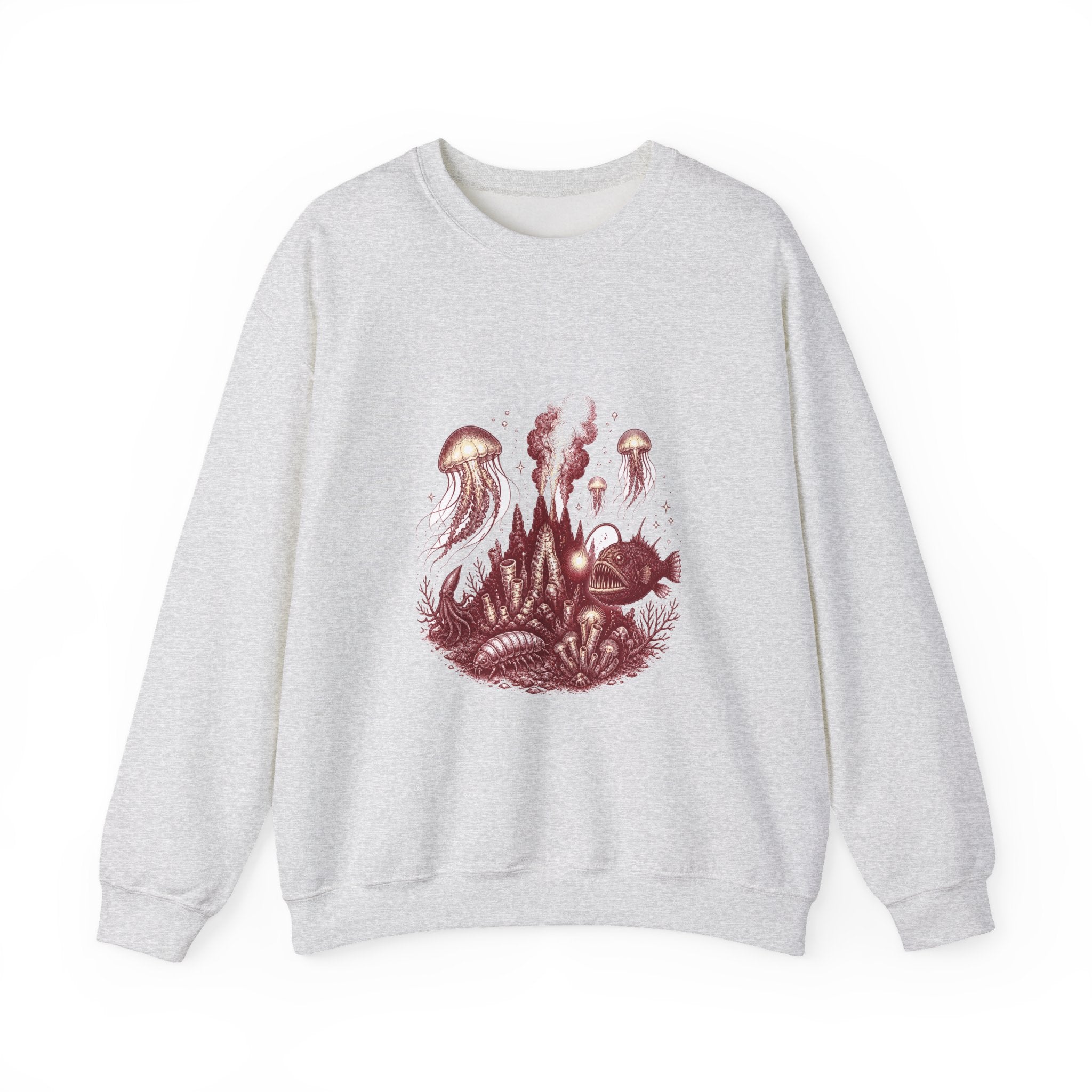Matching Couple Sweatshirt - Coral Reef & Deep Sea Matching Couple Premium Fleece Sweatshirt Hand-Drawn Art His Hers Anniversary Gift - Design B
