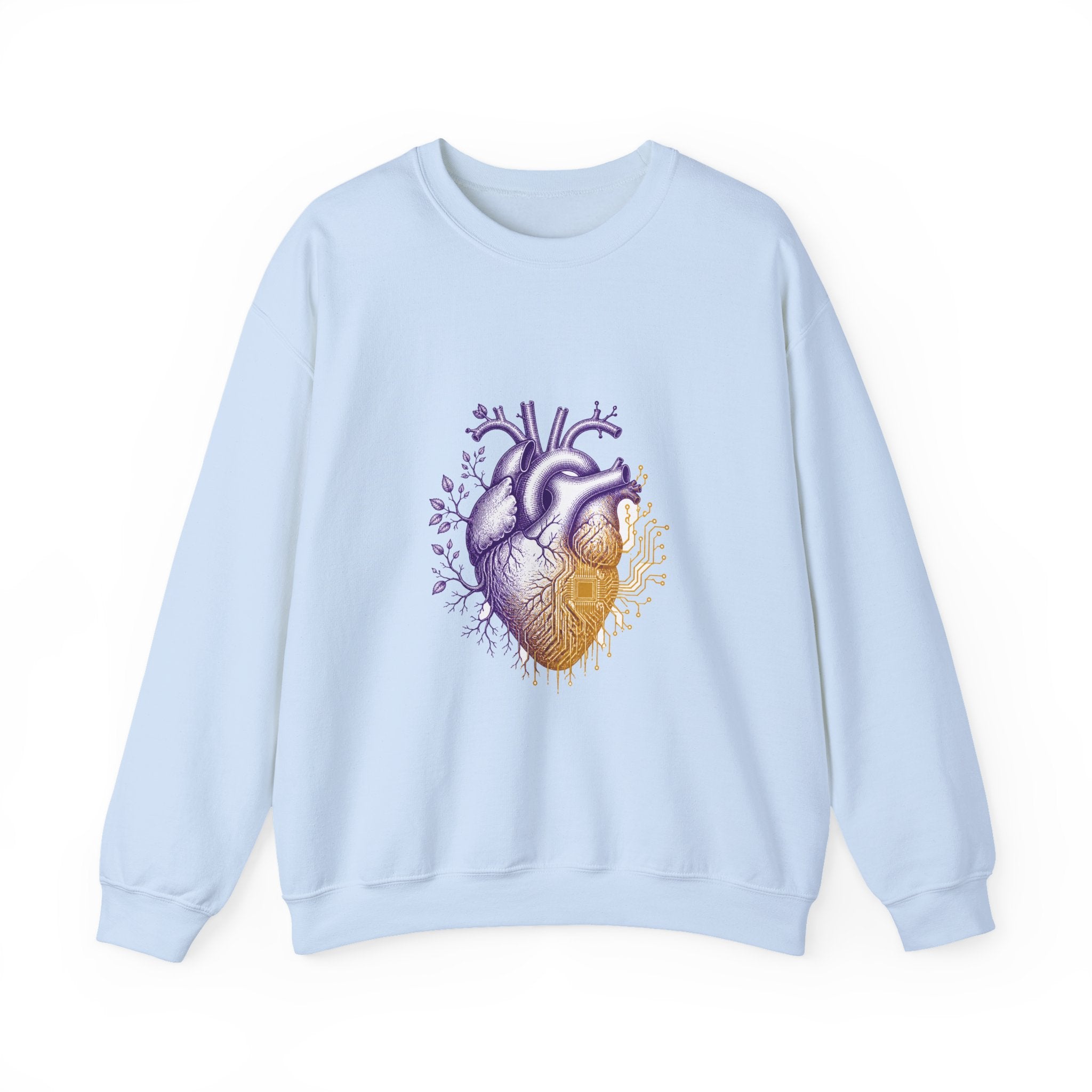 Matching Couple Sweatshirt - Robot & Heart Matching Couple Crewneck Sweatshirt Vintage Art His Hers Wedding Gift - Design B