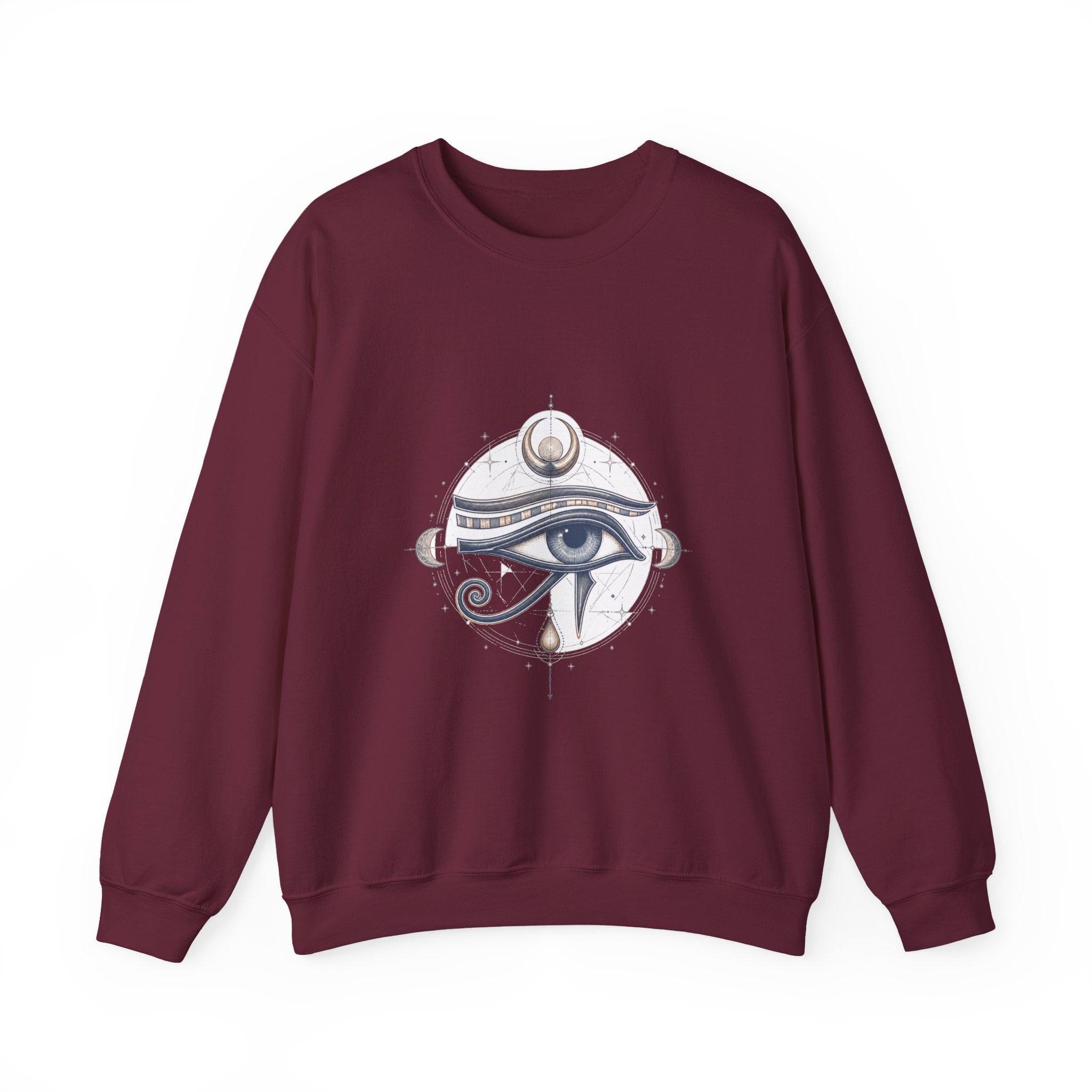 Matching Couple Sweatshirt - Eye of Ra & Horus Matching Couple Crewneck Sweatshirt Hand-Drawn Art His Hers Best Friend Gift - Design B