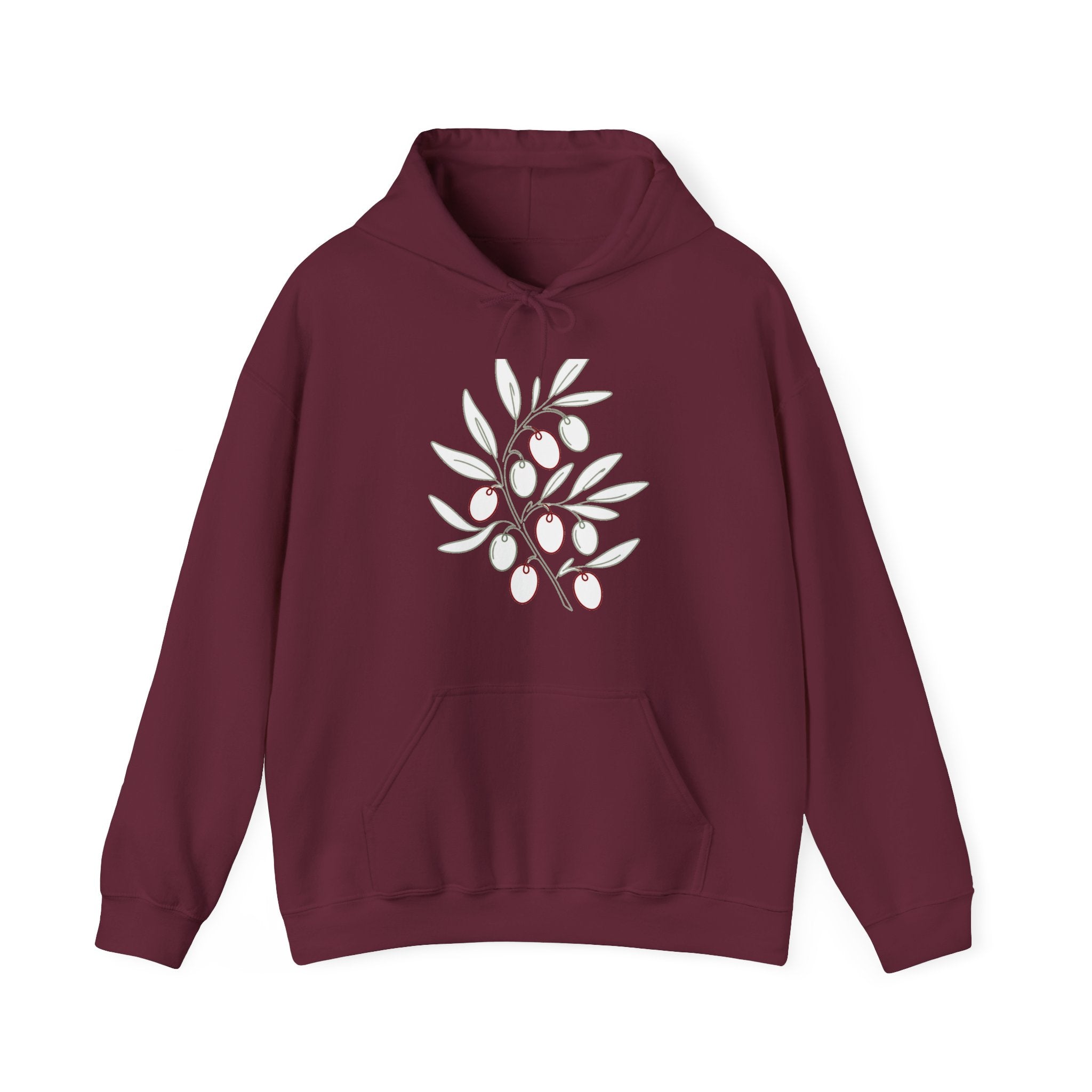 Matching Couple Sweatshirt - Olive Branch & Fig Matching Couple Hooded Sweatshirt Minimalist Art His Hers Valentine Gift - Design A