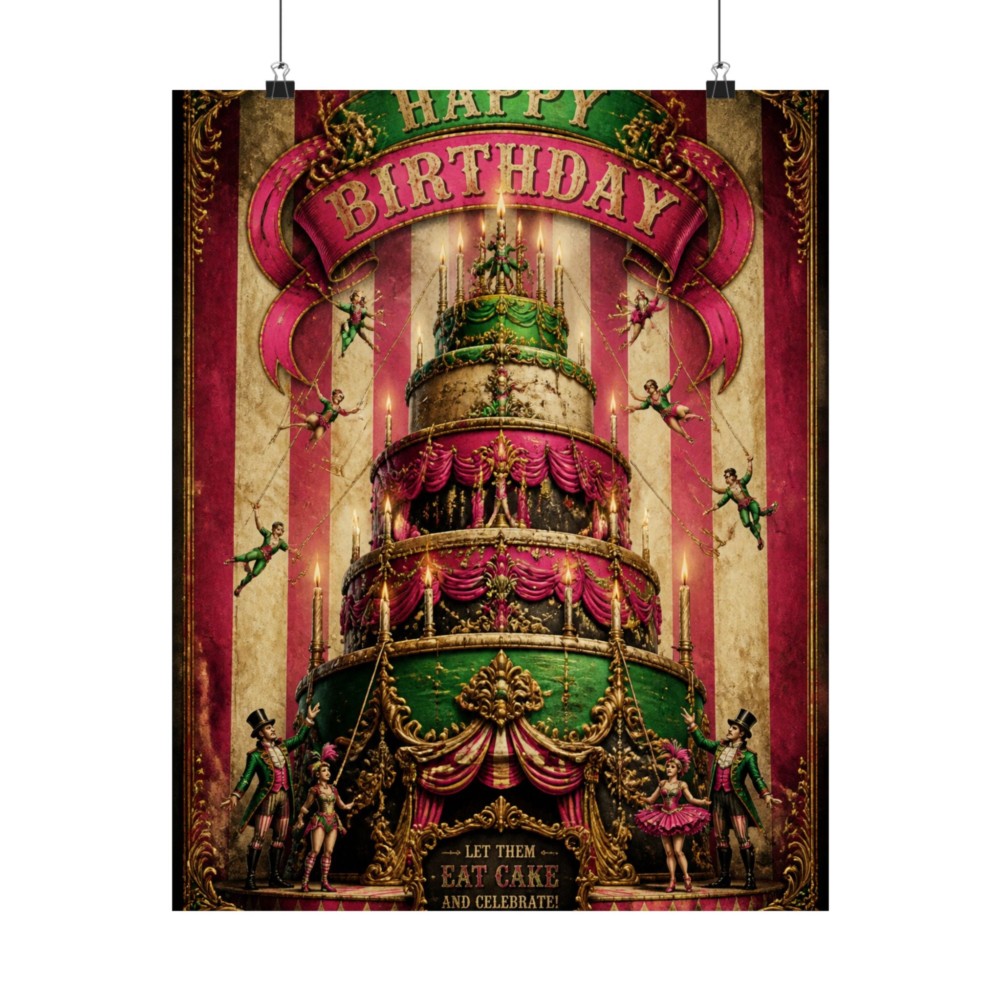 Birthday Cake Trapeze Wall Art Poster 18×24 Baroque Home Office Decor Maximalist Print