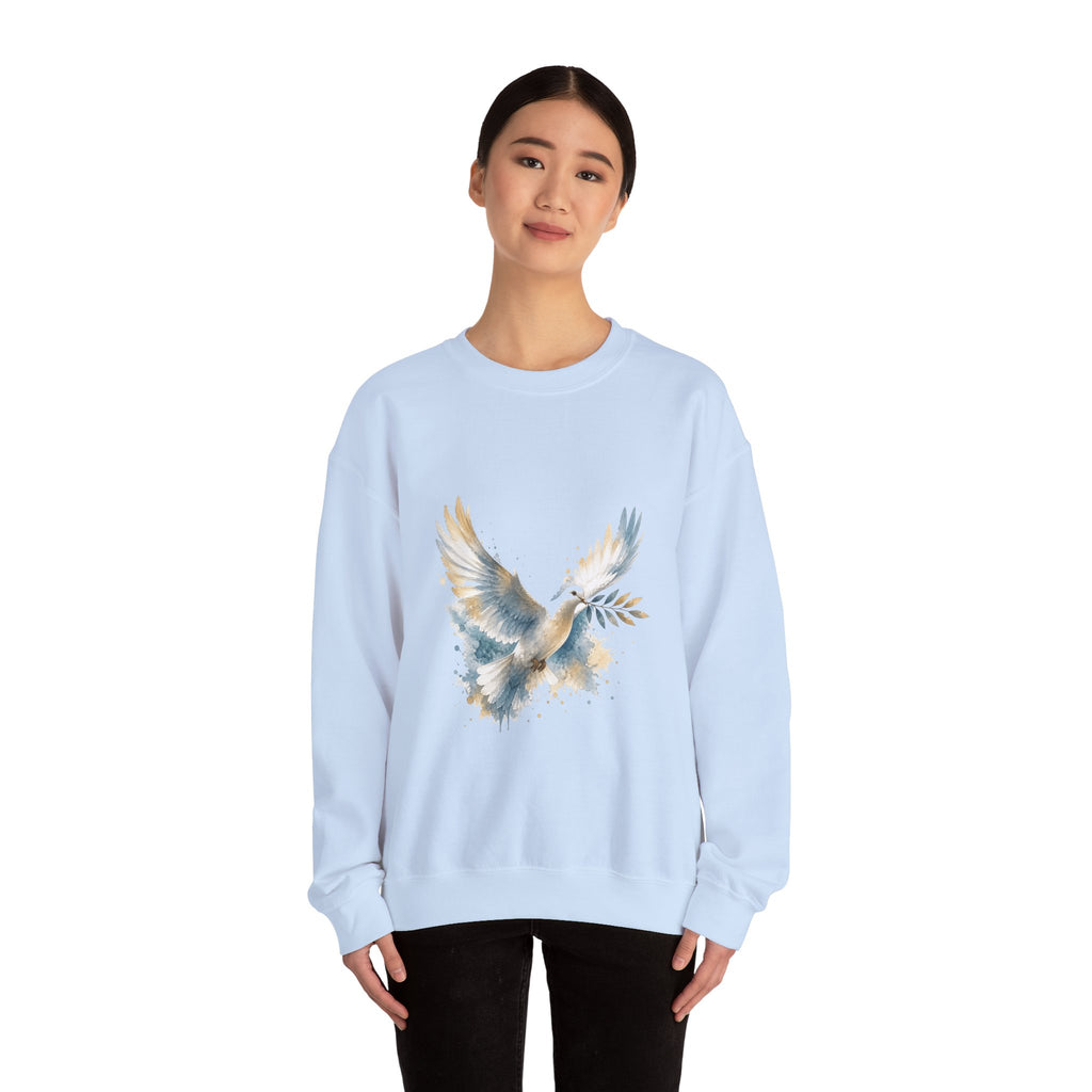 Matching Couple Sweatshirt - Wolf & Dove Matching Couple Premium Fleece Sweatshirt Watercolor Art His Hers Birthday Gift - Design B