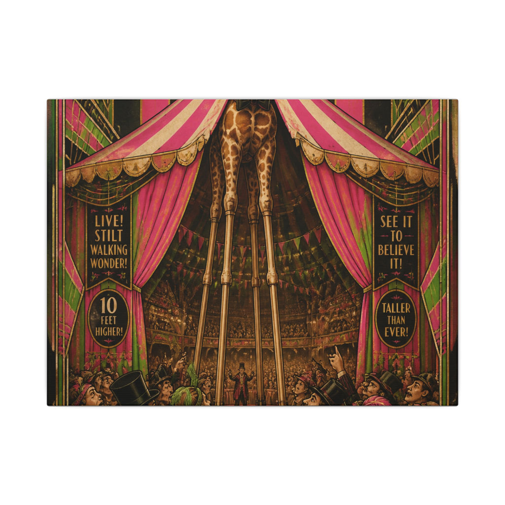Giraffe on Stilts Wall Art Canvas 24×36 Art Deco Bar Area Decor Maximalist Print
