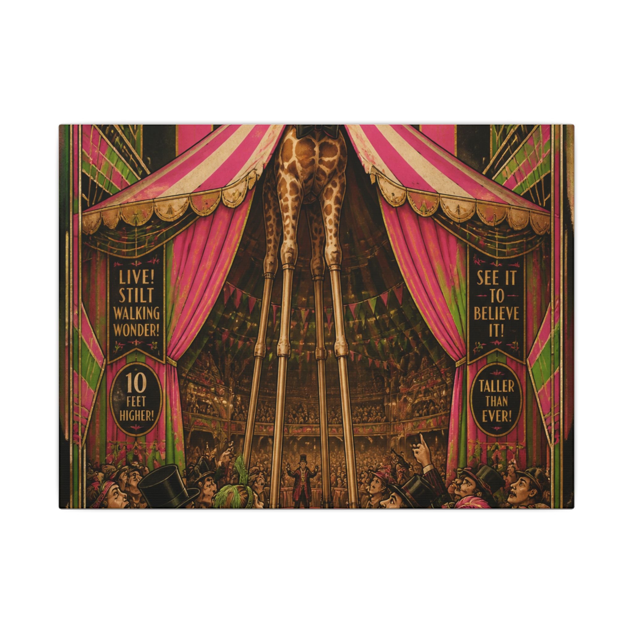 Giraffe on Stilts Wall Art Canvas 24×36 Art Deco Bar Area Decor Maximalist Print