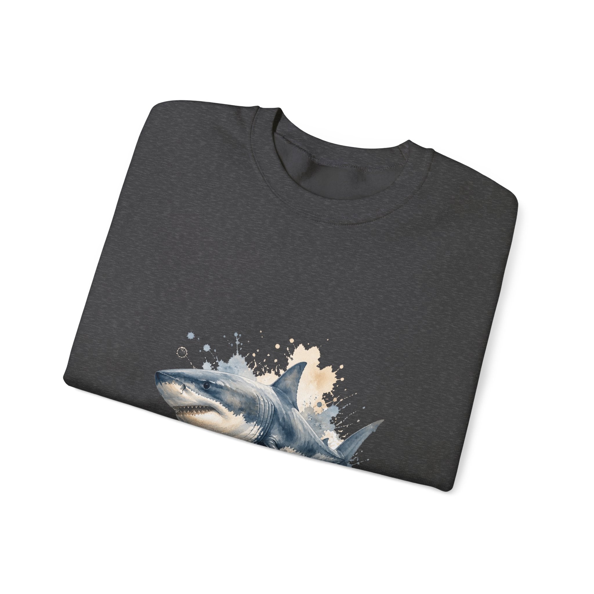 Matching Couple Sweatshirt - Shark & Dolphin Matching Couple Comfort Colors Crew Watercolor Art His Hers Birthday Gift - Design A