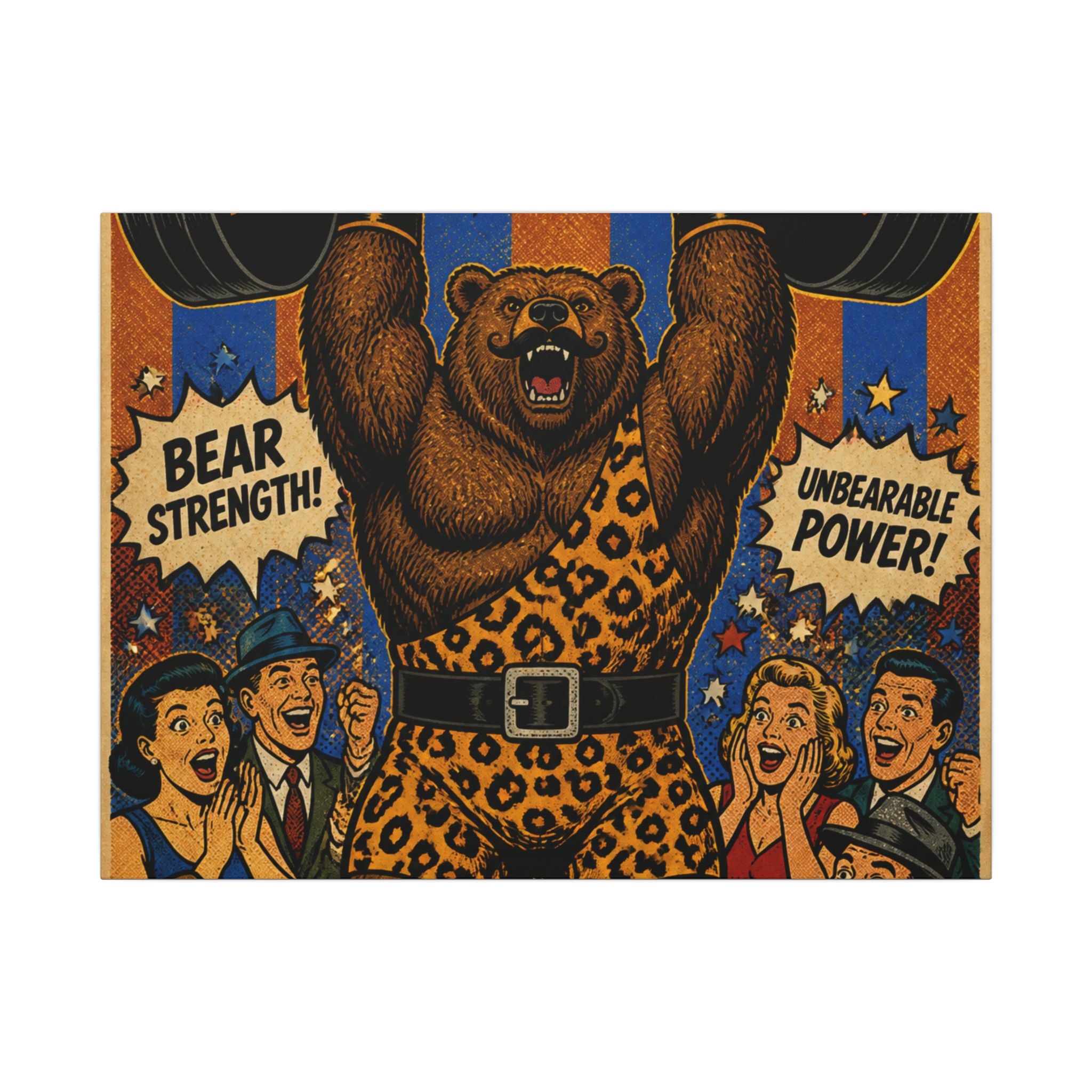 Strongman Bear Wall Art Canvas 16×20 Pop Art Living Room Decor Maximalist Print