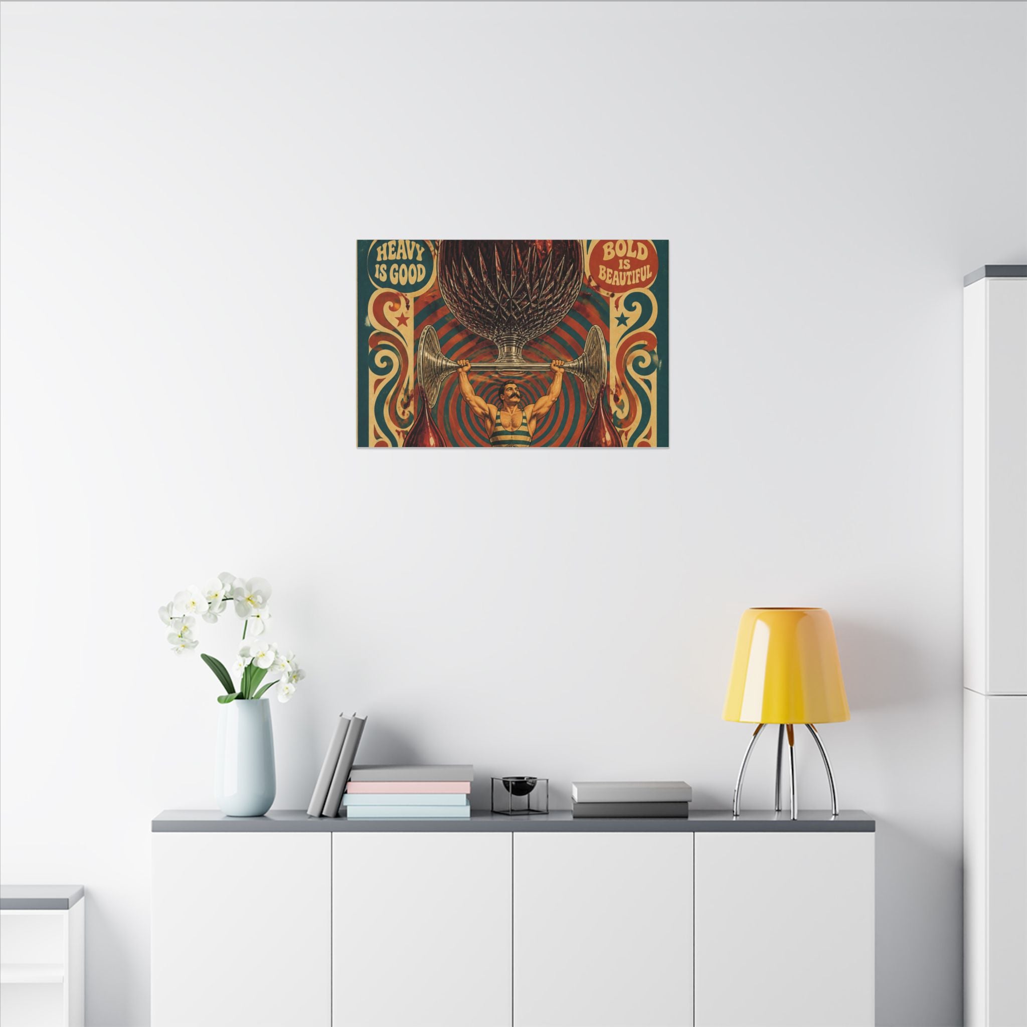 Wine Glass Strongman Wall Art Canvas 16×20 Psychedelic Cafe Decor Maximalist Print