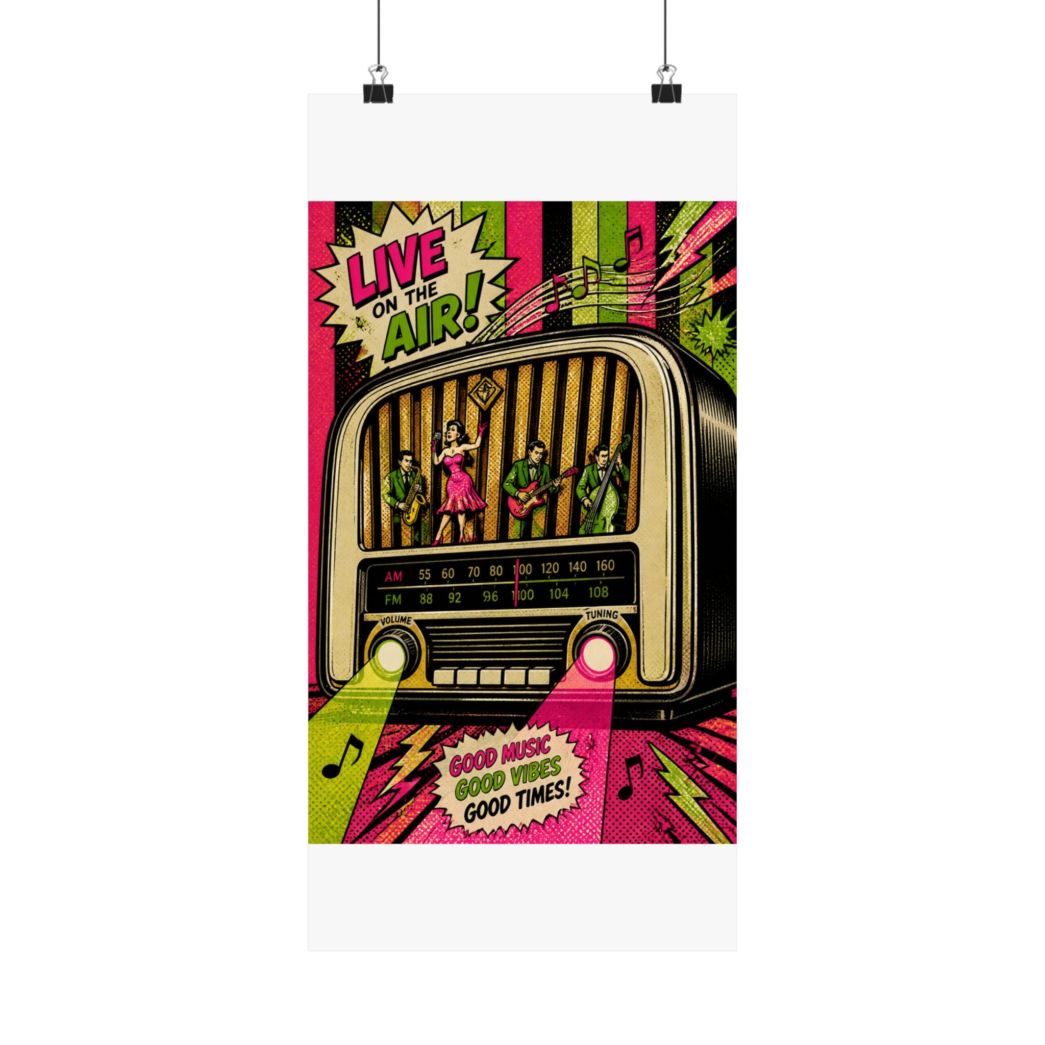 Vintage Radio Stage Wall Art Poster 24×36 Pop Art Restaurant Decor Maximalist Print