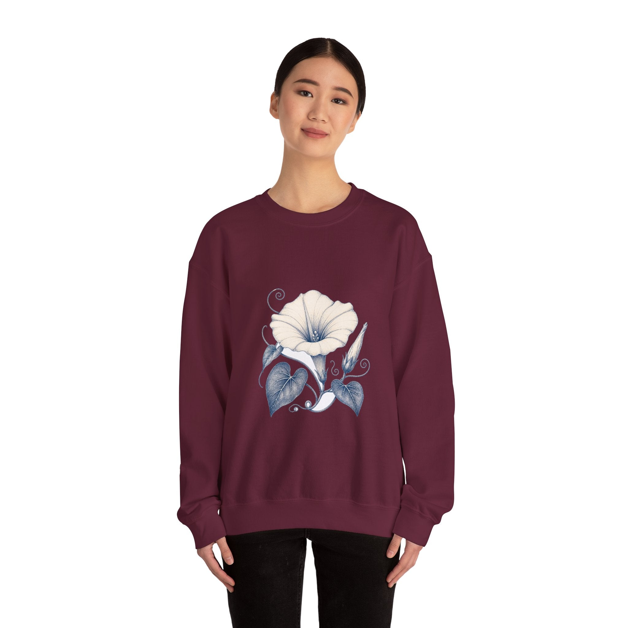 Matching Couple Sweatshirt - Sunflower & Moonflower Matching Couple Comfort Colors Crew Hand-Drawn Art His Hers Anniversary Gift - Design B