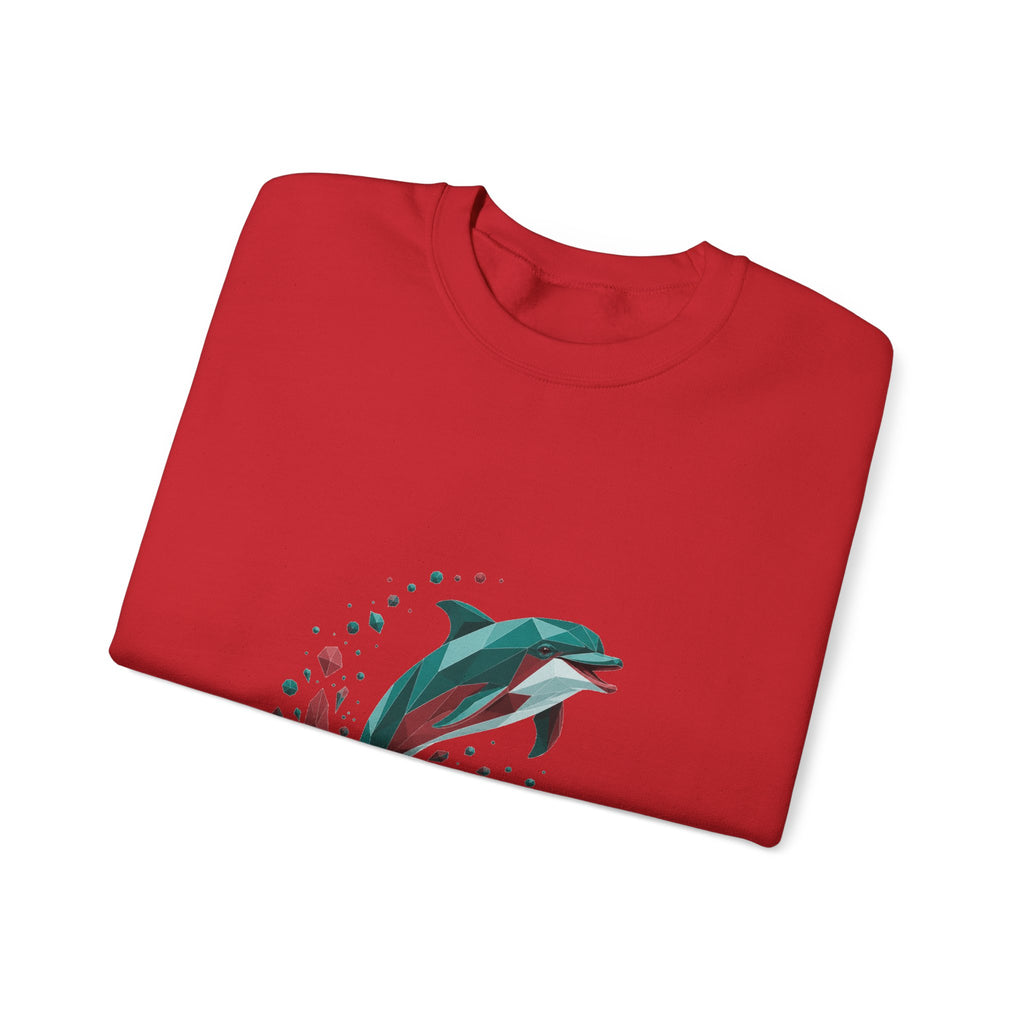 Matching Couple Sweatshirt - Shark & Dolphin Matching Couple Comfort Colors Crew Geometric Art His Hers Love Gift - Design B